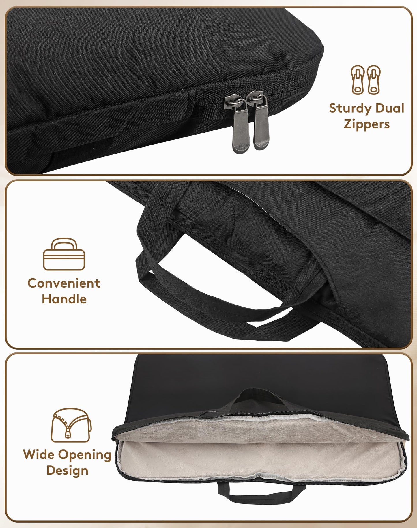 23.8-24 Inch Portable Monitor Sleeve, Water-Resistant Dustproof Case & Soft Lining with Multi-Carry Design (Handle/Shoulder Strap/Luggage Strap), Multi-Pocket Protective Bag for Monitor/Laptop/Tablet