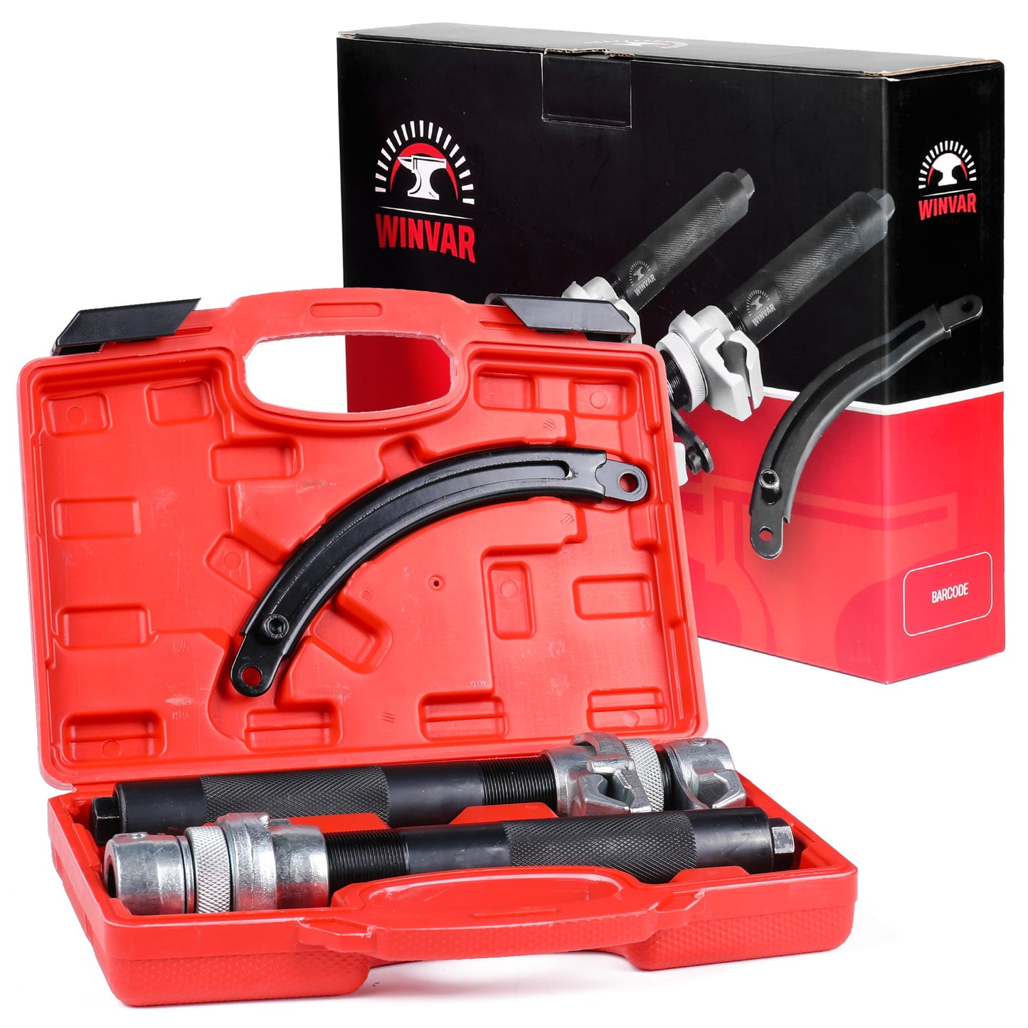 WINVAR Heavy Duty Coil Spring Compressor Tool – Ultra Rugged Macpherson Strut Remover Installer Tool with Safety Jaws & Holder for Suspension Work Truck, Car, UTV, ATV – 2 Pcs with Max Load 2300Pound