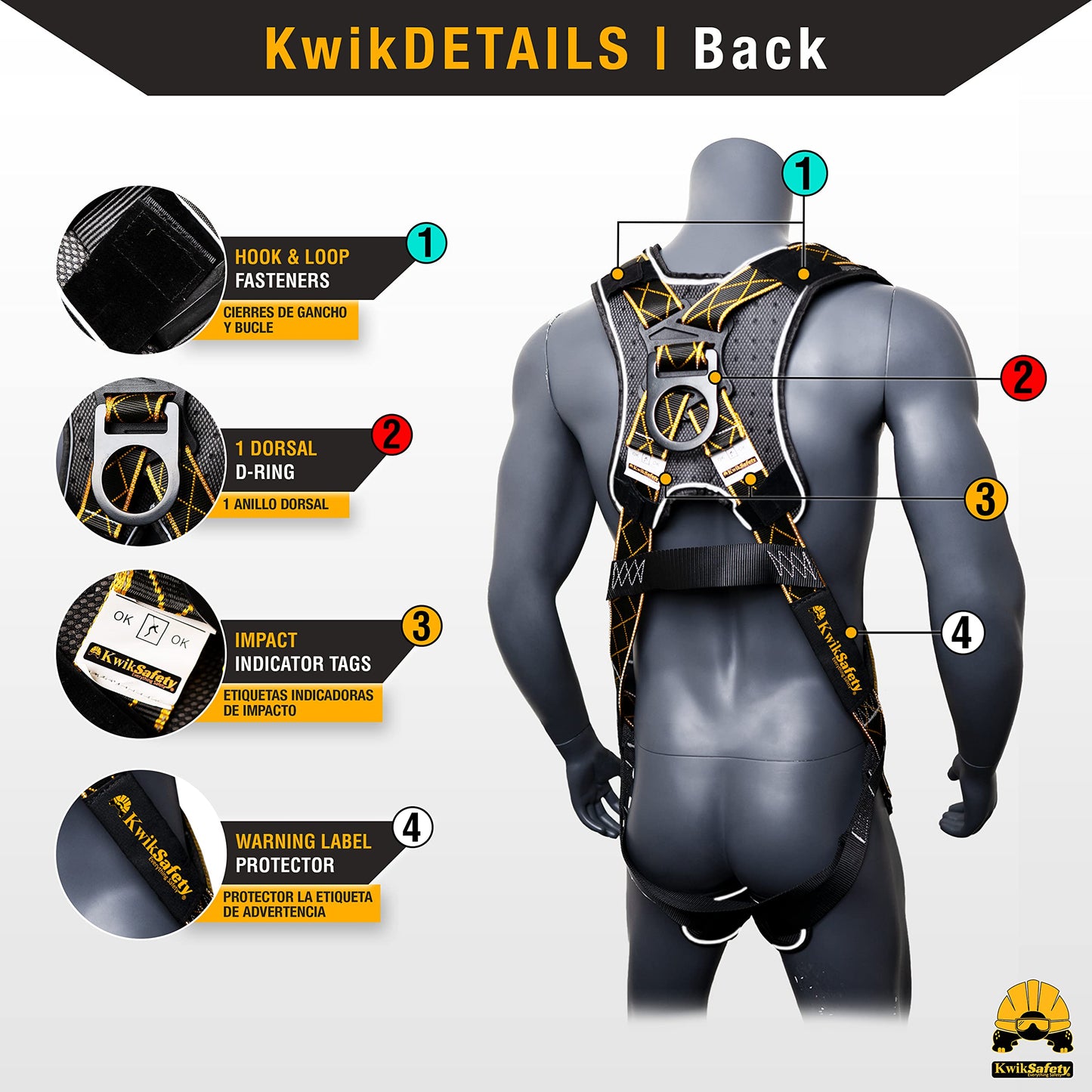 KwikSafety TORNADO DiamondBACK Safety Harness [3 QUICK CONNECT BUCKLES + 1 D-RING] ANSI OSHA Premium Fall Protection Black Full Body Fall Arrest Construction Roofing Gear