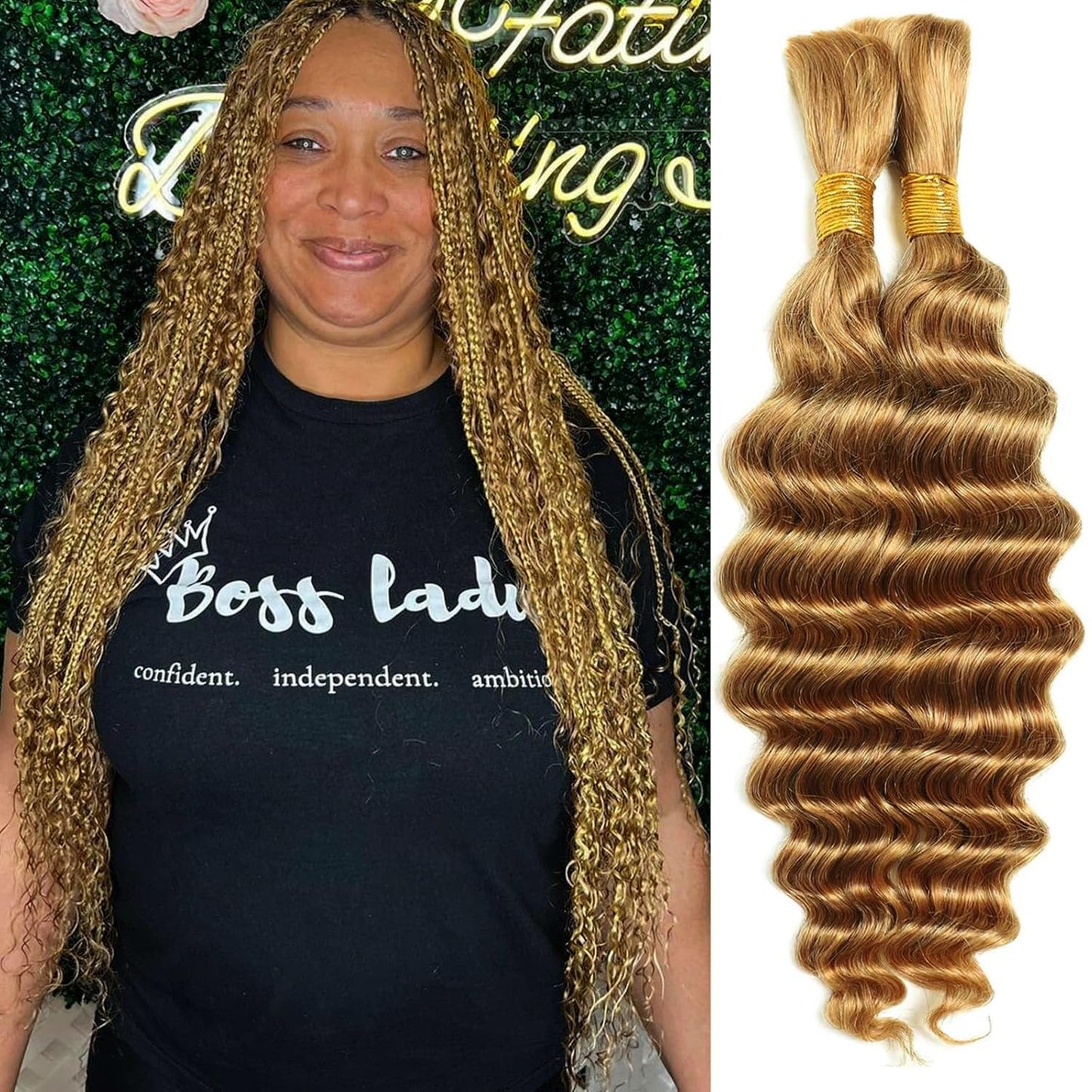 Deep Wave Bulk Human Hair for Braiding No Weft Human Braiding Hair For Boho Braids Brazilian Virgin Human Hair Extensions 100g 2 Bundles Human Hair 22Inch 27#