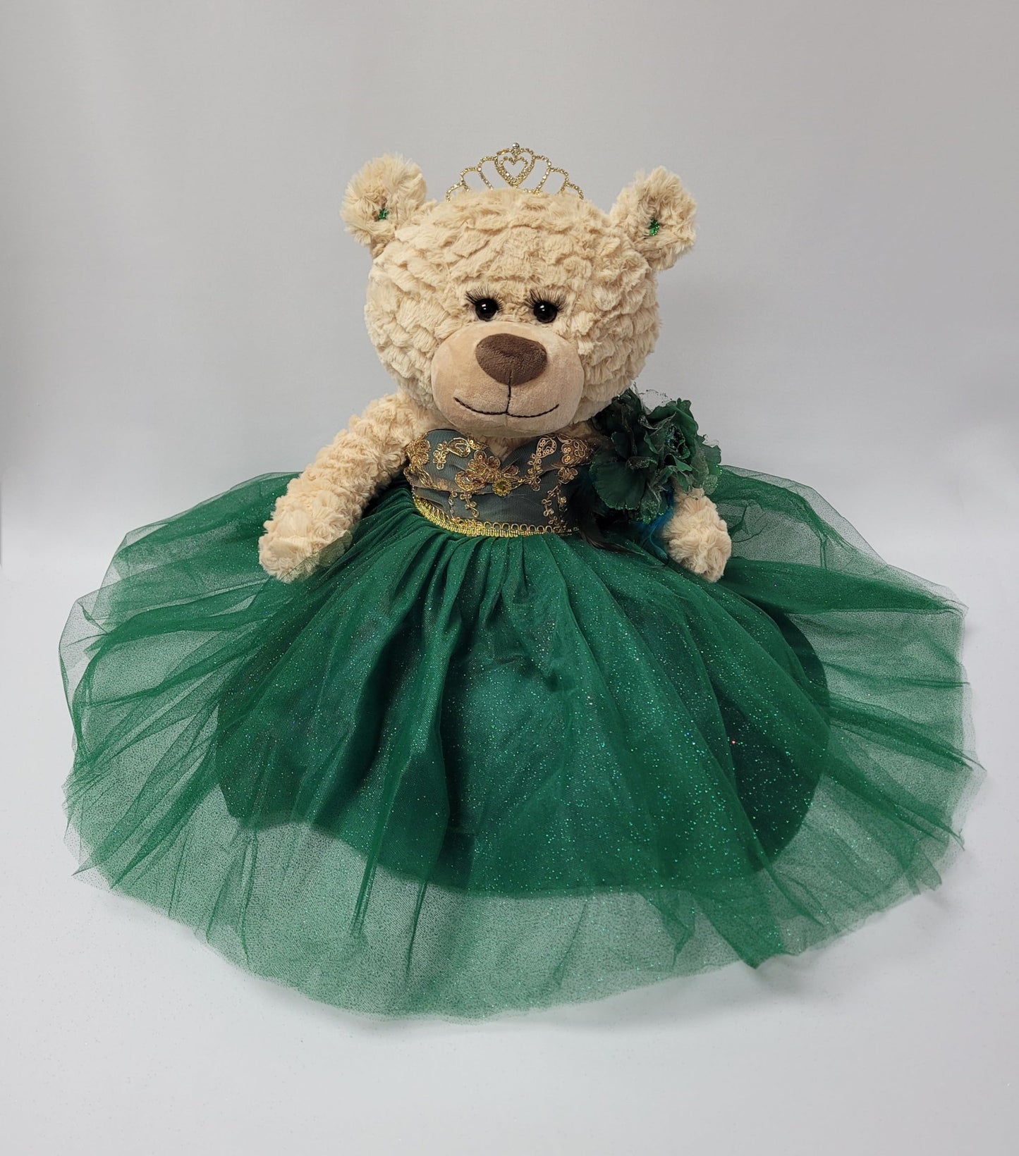 KINNEX COLLECTIONS SINCE 1997 20" Quince Anos Quinceanera Last Doll Teddy Bear with Dress (Centerpiece) ~ B16632-33 (Emerald Green)