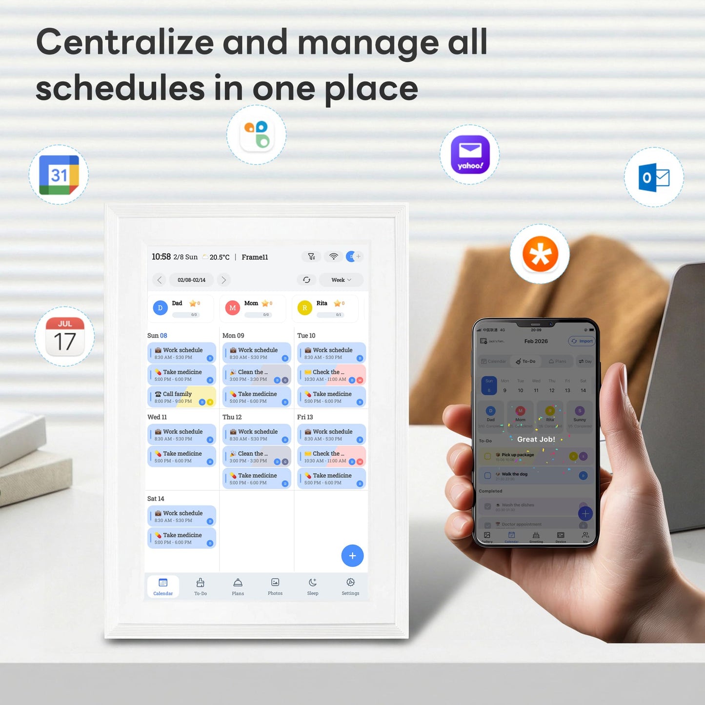 10.1-Inch Smart Digital Calendar, Interactive Touch Screen, HD Display, Wall-Mountable Family Organizer with Chore Chart, To-Do Lists & App Sync for Home & Office, Thoughtful Mother's Gift for Her