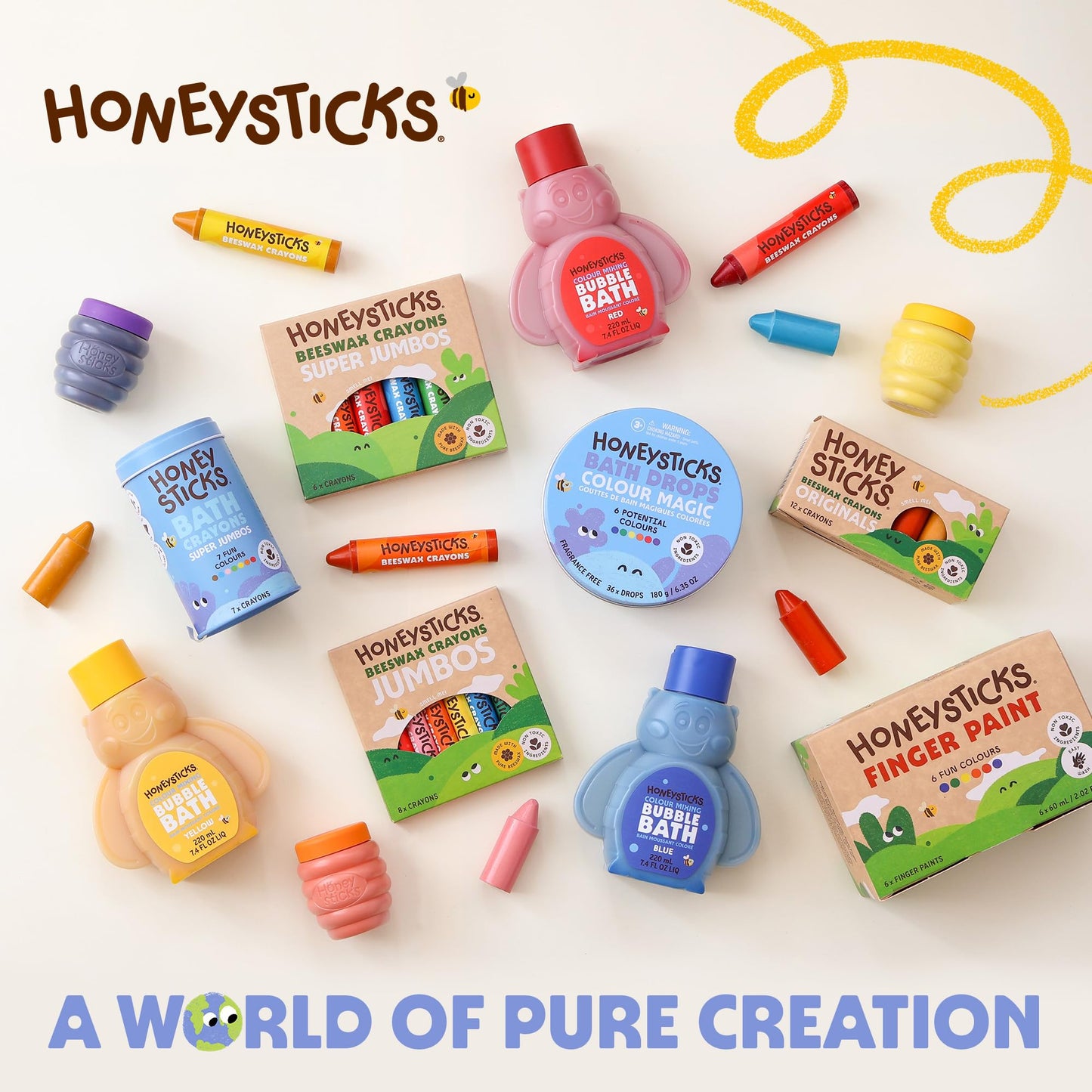 Honeysticks Jumbo Crayons (16 Pack) - Non Toxic Crayons for Kids - 100% Pure Beeswax and Food Grade Colours - 16 Bright Colours - Large, Easy to Hold and Use - Sustainably Made in New Zealand