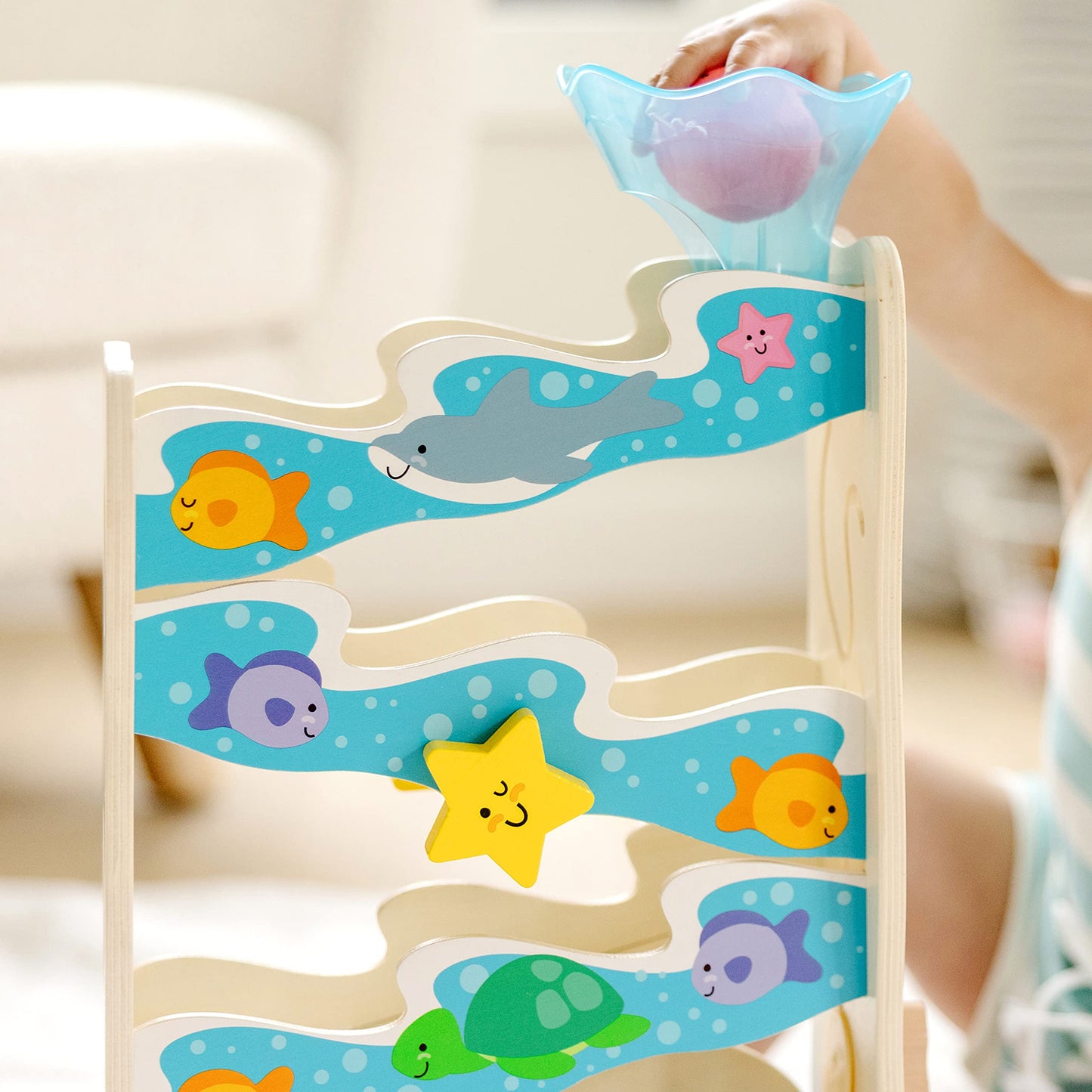 Melissa & Doug Rollables Wooden Ocean Slide Infant and Toddler Toy (5 Pieces) - FSC CertifiedOcean Themed Toys for Toddlers, Early Learning Toys for Infants and Toddlers Ages 1+