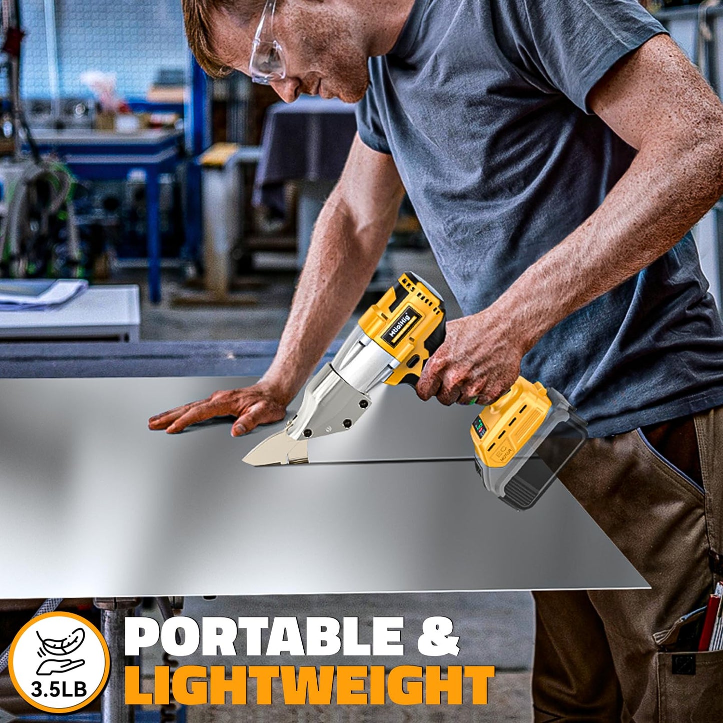 MtiolHig Cordless Sheet Metal Cutter: 221 Ft-Lbs Torque, 360 Pivoting Head, Cuts 18GA Material, Compatible with Dewalt 20V Battery