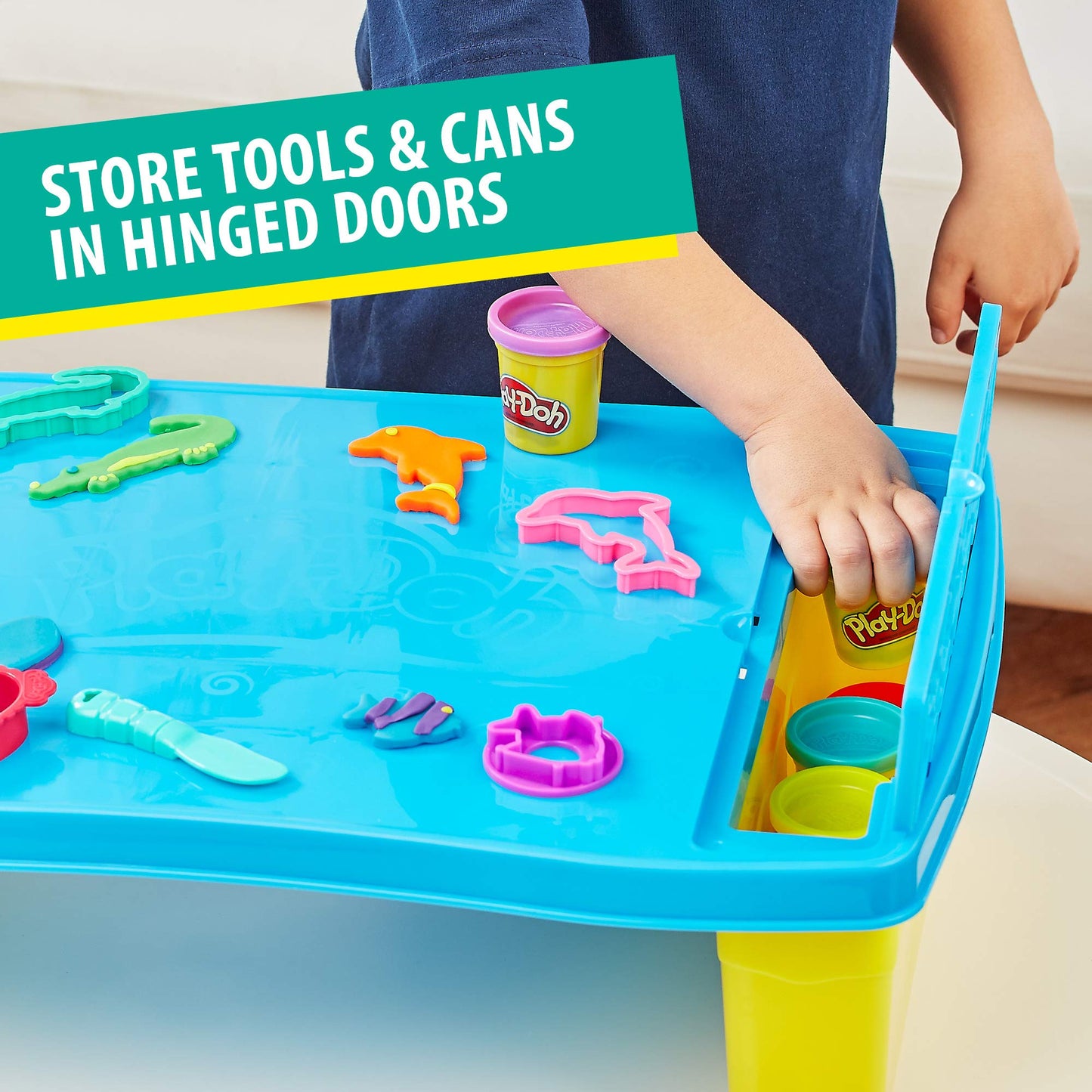 Hasbro Play-Doh Play 'n Store Kids Play Table for Arts and Crafts Activities with 8 Non-Toxic Colors, 2-Ounce Cans