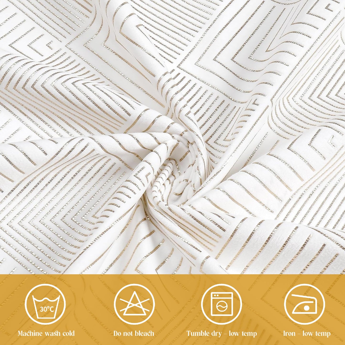 Majestic Giftware Velvet Tablecloths for Rectangle Tables | (70/120) - TC1406 Gold Geometric Print Hem Stitch Dining Table Cover | Decorative Washable Rectangle Tablecloth for Kitchen, Dinning, Party