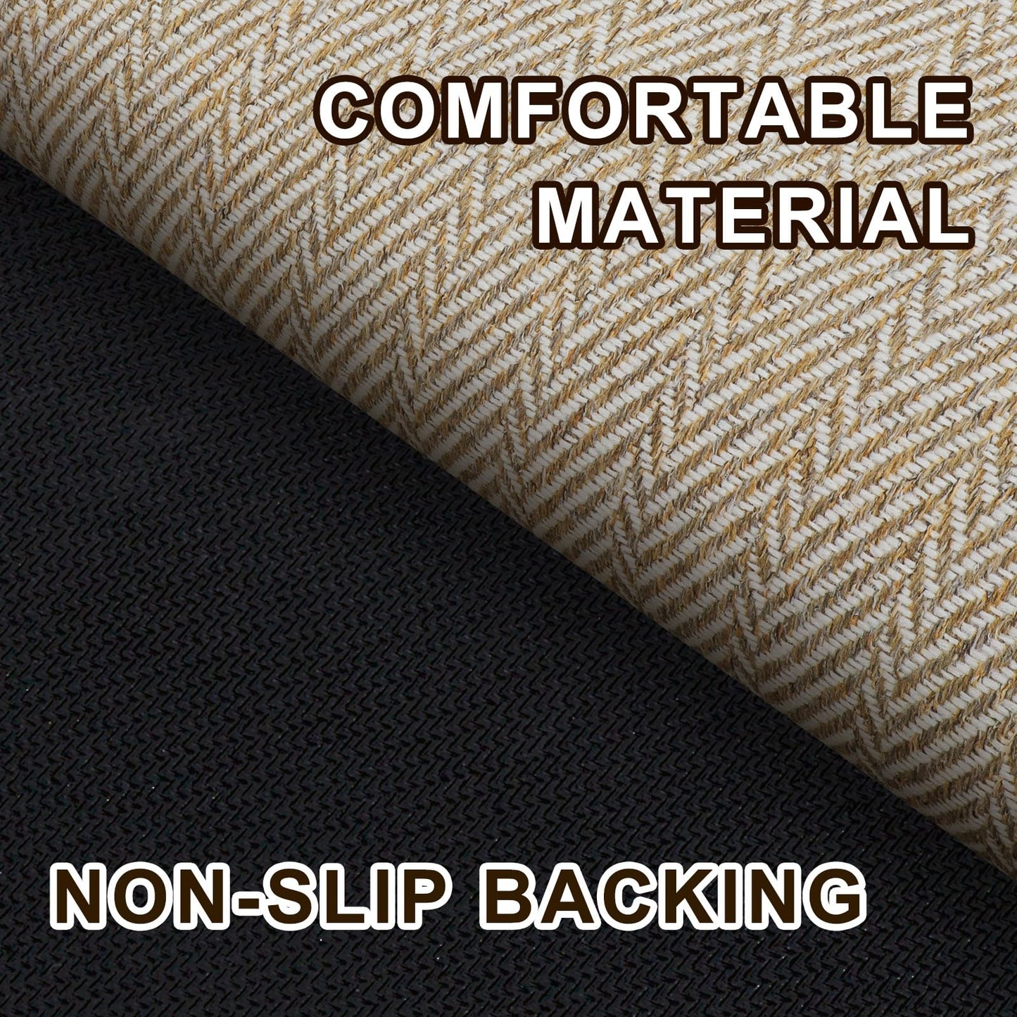 BEISIFLOOR Ultra Thin Door Mat Indoor Entrance 24"x47", Low-Profile Indoor Door Mat, Non Slip Entry Mat Rubber Backing Unique Herringbone Design Inside Doormat Dirt Trapper Entryway Mats, Beige