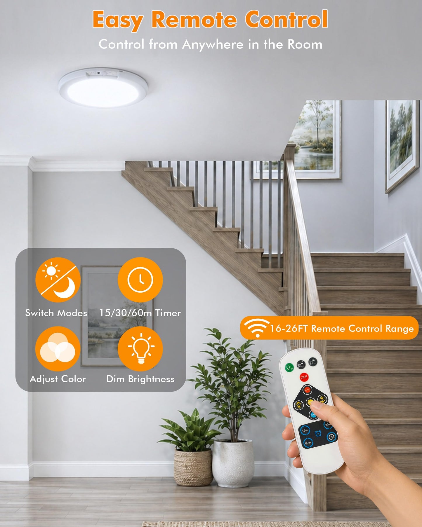 Rechargeable Ceiling Light 4 Pack, Magnetic Motion Sensor Ceiling Lights with Remote, Wireless Dimmable Closet Light Battery Operated, LED Ceiling Light for Bathroom Hallway Pantry Shed Porch Stairs
