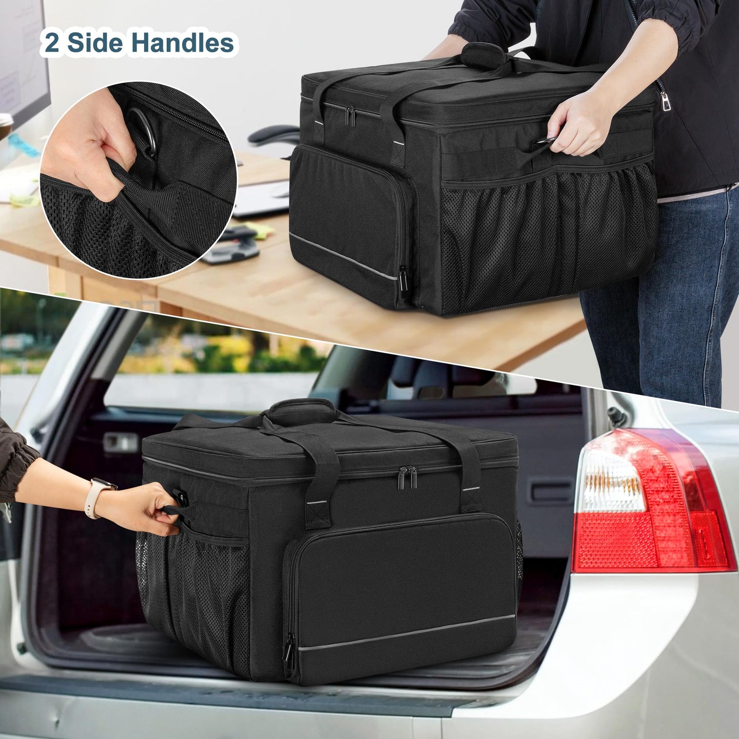 Yarwo Printer Carrying Case Compatible with HP OfficeJet Pro/DeskJet/Smart-Tank, Padded Office Printer Storage Bag with Base Board and Dividers for Ink, Paper and Office Supplies (BAG ONLY)