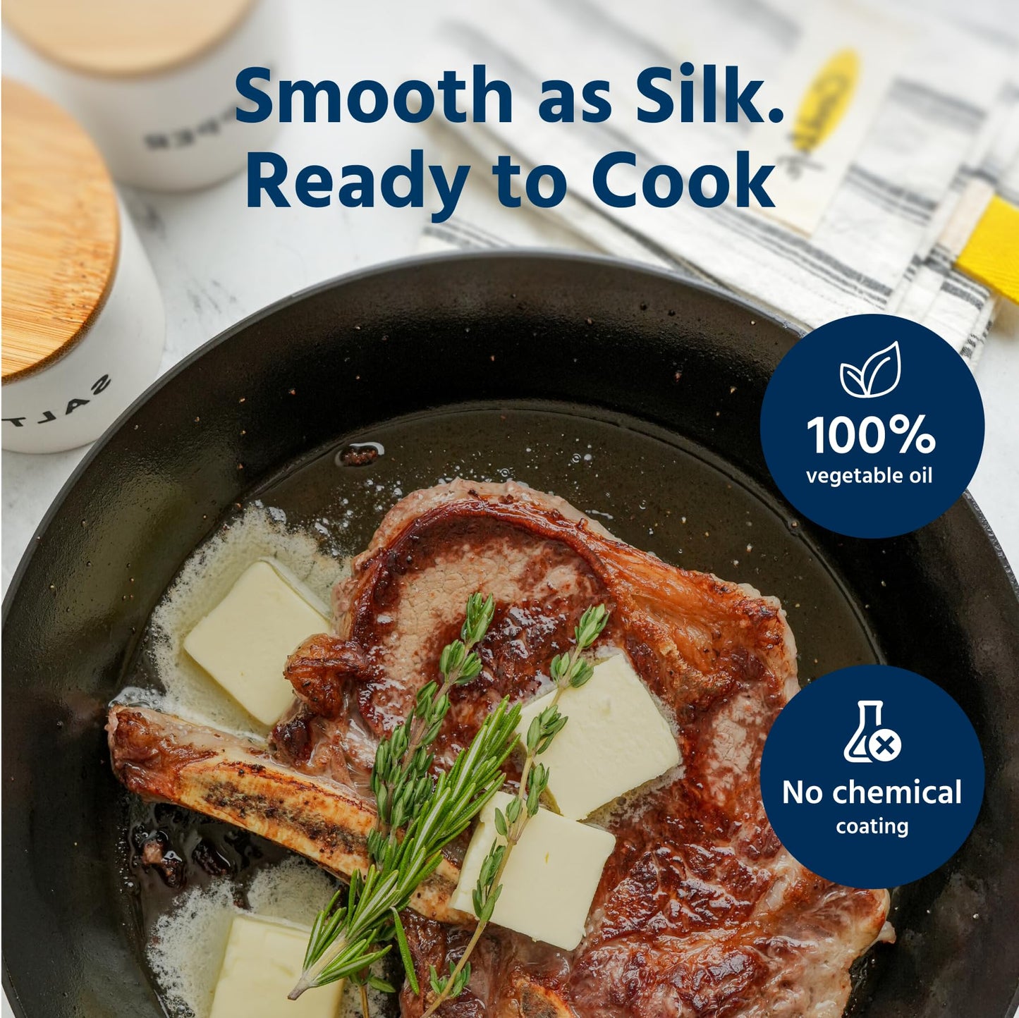 COOKLIFE 10 Inch Lightweight Pre-Seasoned Cast Iron Skillets - Smooth Polished Surface, Easy to Clean Cast Iron Pan Use in the Oven, on the Stove or Grill, Over a Campfire