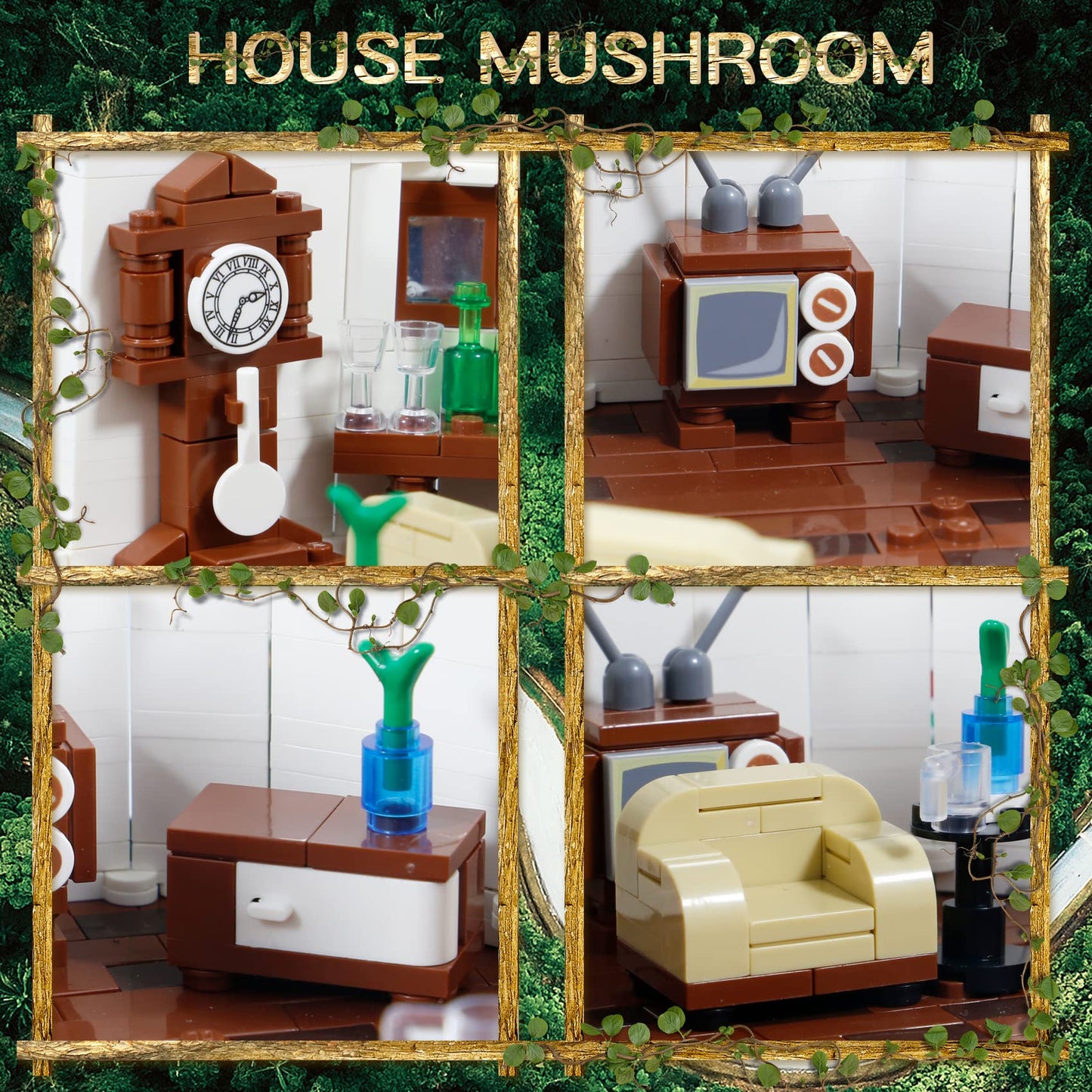 2233PCS Mushroom House Building Blocks,Creative Ideals Treehouse Building Blocks, Best Present for 6+ Boys, Girls or Adults