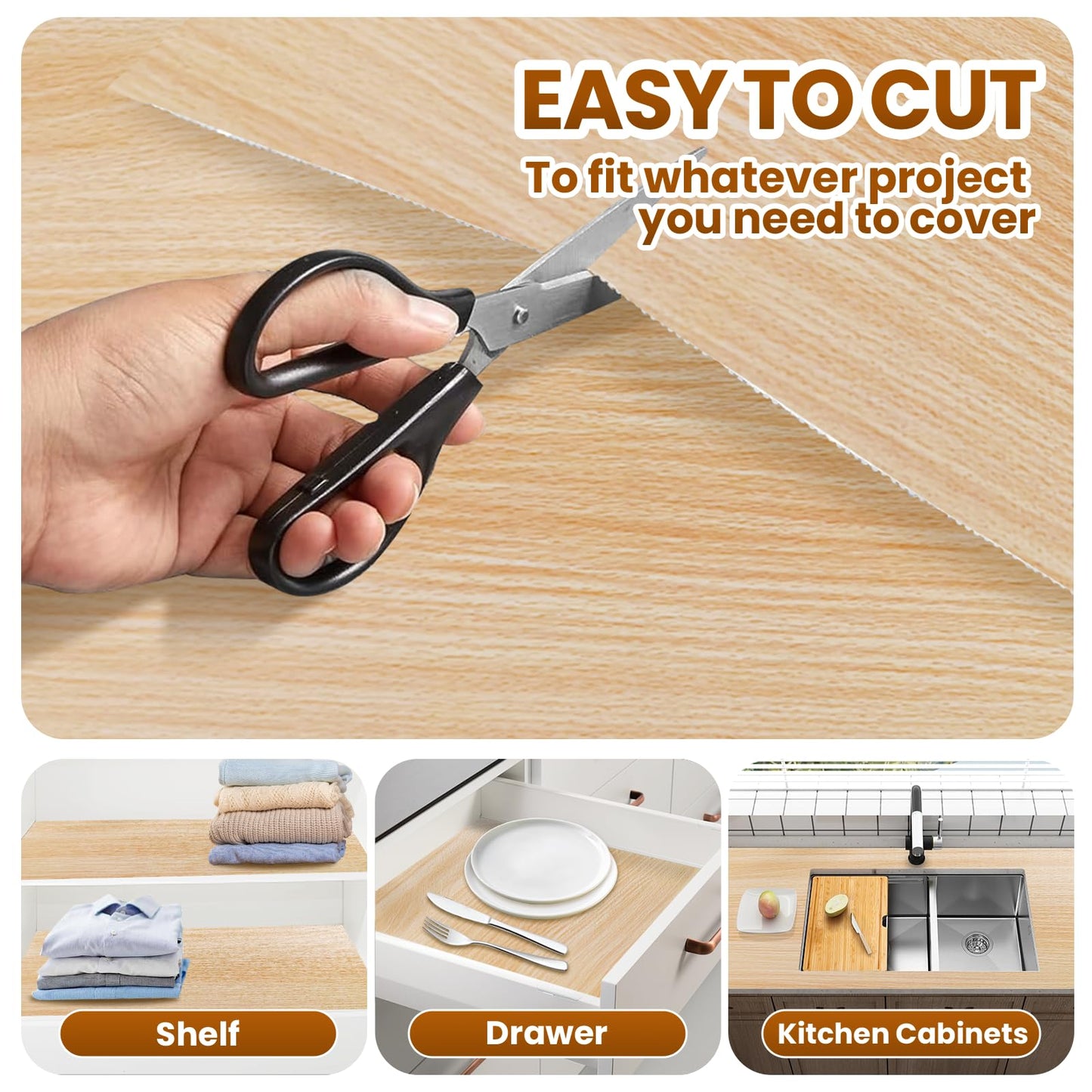 Drawer Shelf Liner for Kitchen Cabinets Non-Adhesive, Non Slip Shelf Paper Waterproof Thickened Cabinet Liners for Shelves, Strong Grip Mats for Cupboard, Dresser, Pantry, Beige, 17.5 in x 30 FT