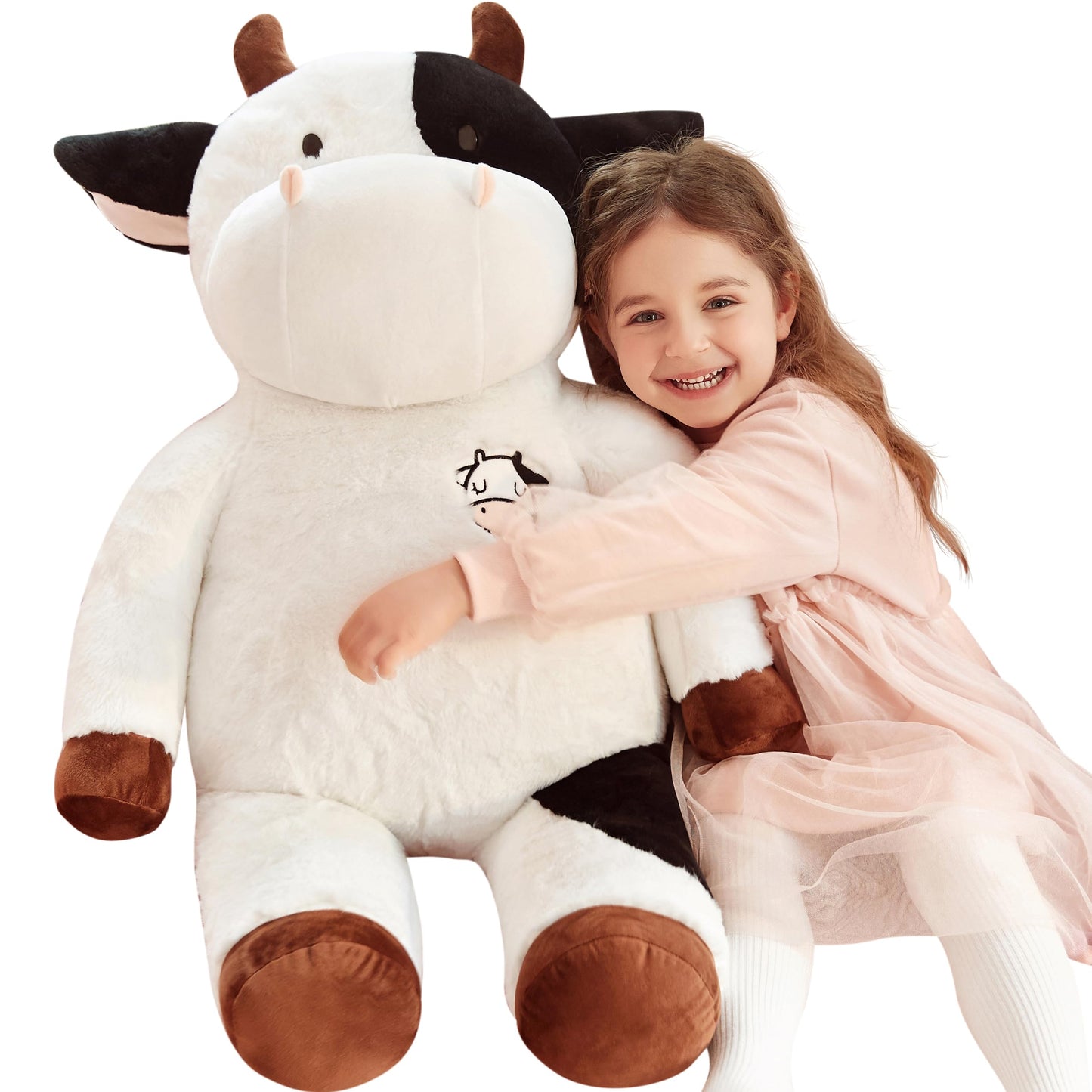 IKASA Giant Cow Stuffed Animal Jumbo Plush Toy (White, 30 inches)