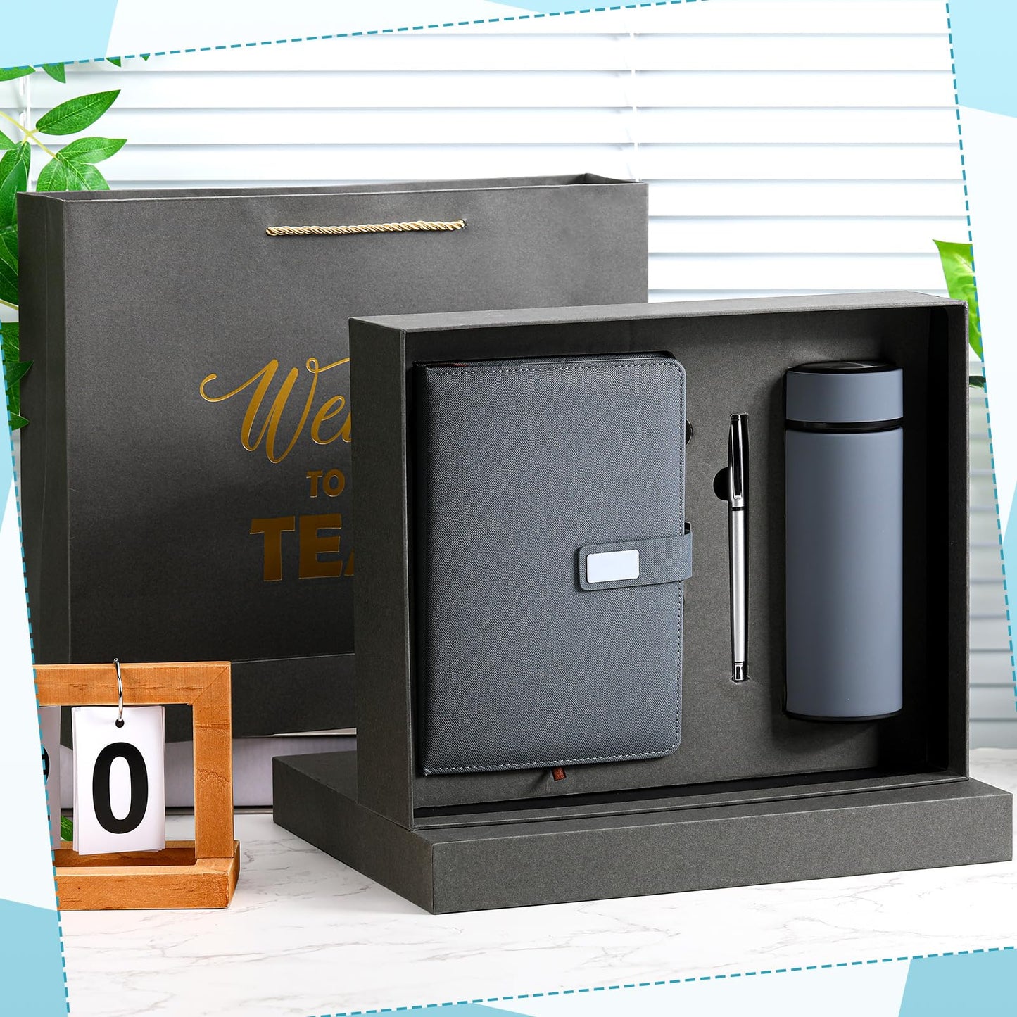Thenshop Set of 5 New Employee Welcome to The Team Gift Sets Notebook Pen and Tumbler Welcome to The Team Box Employee Appreciation Gift Sets for New Worker Men Women Office(Grey)