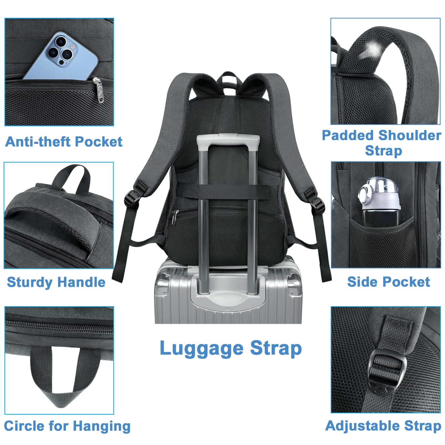 MATEIN 17 Inch Laptop Backpack, TSA Large Travel Backpack with Lunch Box, Anti-Theft Work Business Carry On with USB Port, Water Resistant Sturdy College Computer Backpack for Men Women