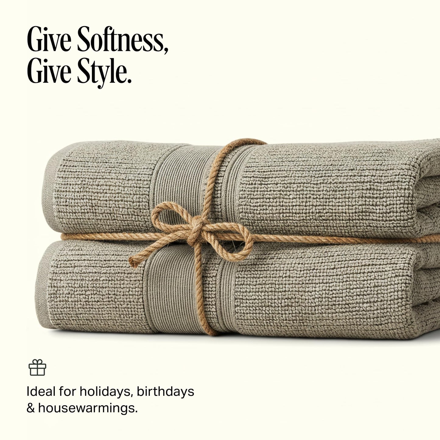 Preston Lane Douro Hand Towel Set – 2 Pack Luxury Cotton Towels, Ultra Soft & Absorbent, Quick-Dry Spa-Quality Bathroom Towels, Made in Portugal, Eucalyptus - 18.5 x 27.5