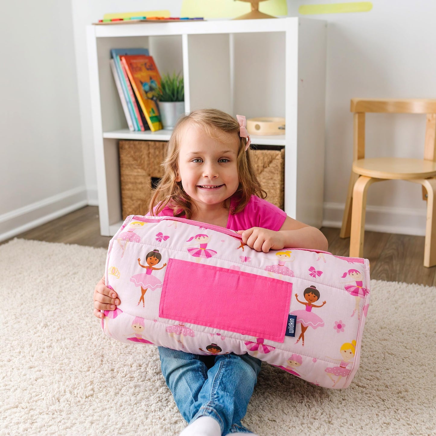 Wildkin Original Nap Mat for Kids – Soft, Cozy & Roll-Up Ready Sleep Mat, Ideal for School & Travel - Ballerina