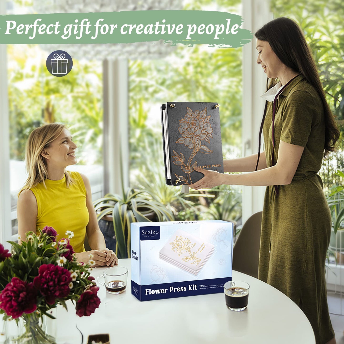 The Flower Press Kit for Adults Measures 11.8" x 8.7" 6 Layers, Fast Making Pressed Plant Foliage Specimen, Wooden Flower Pressing Kit，Great Gifts for Valentine's Day