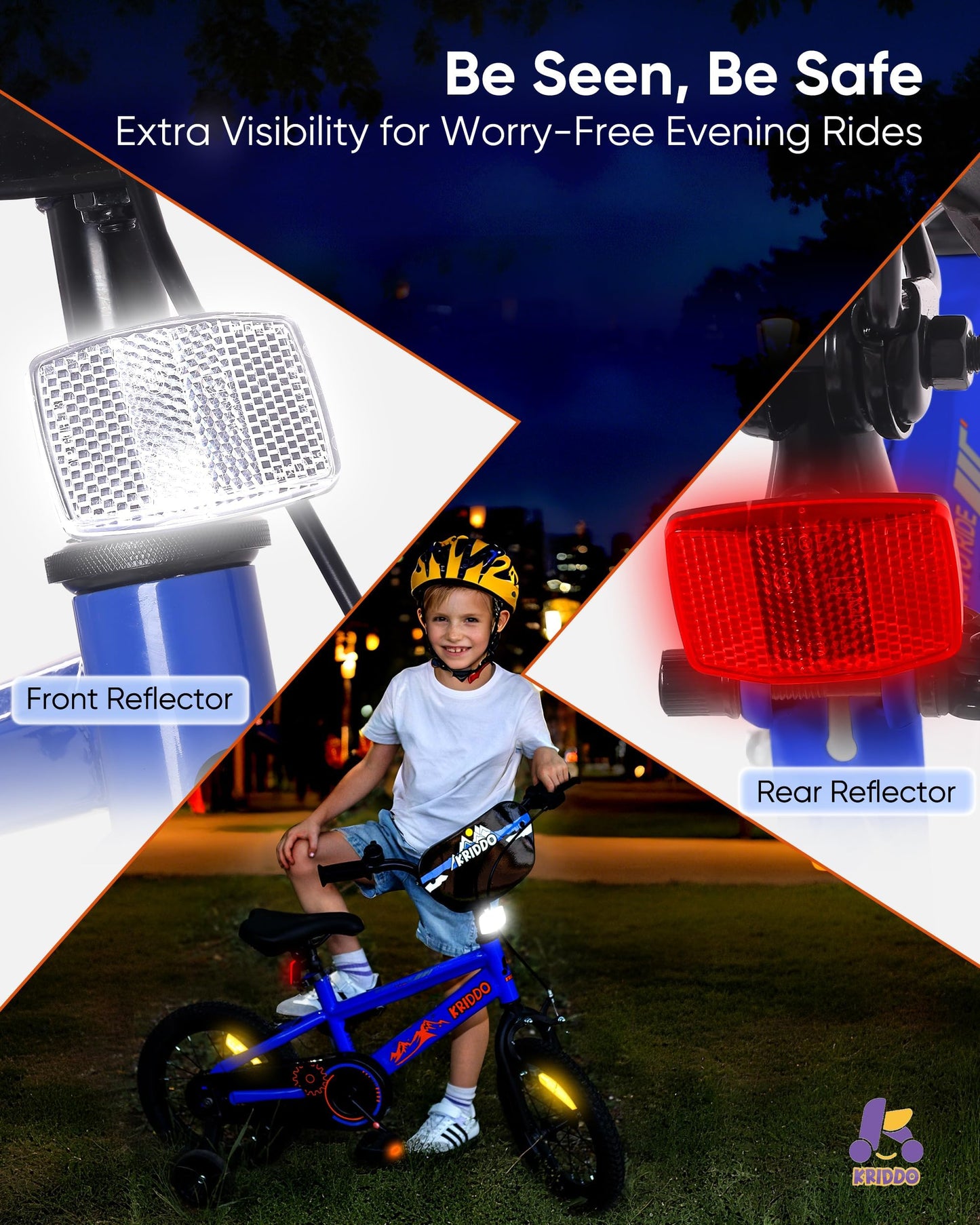 KRIDDO 14-16 Inch Kids Bike for Ages 3–8, Boys and Girls Bicycle with Removable Training Wheels, Bicycle for Kids with Hand Brake & Coaster Brake, Adjustable Height, DIY Name Plate, 16 Inch Blue
