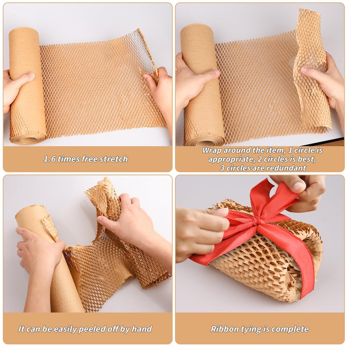 Honeycomb Packing Paper 16" x 400', Bubble Cushioning Wrap for Packing/Shipping/Moving, Eco-Friendly Bubble Packing Paper Wrapping for Fragile Items,Electronics and Bouquet Packaged