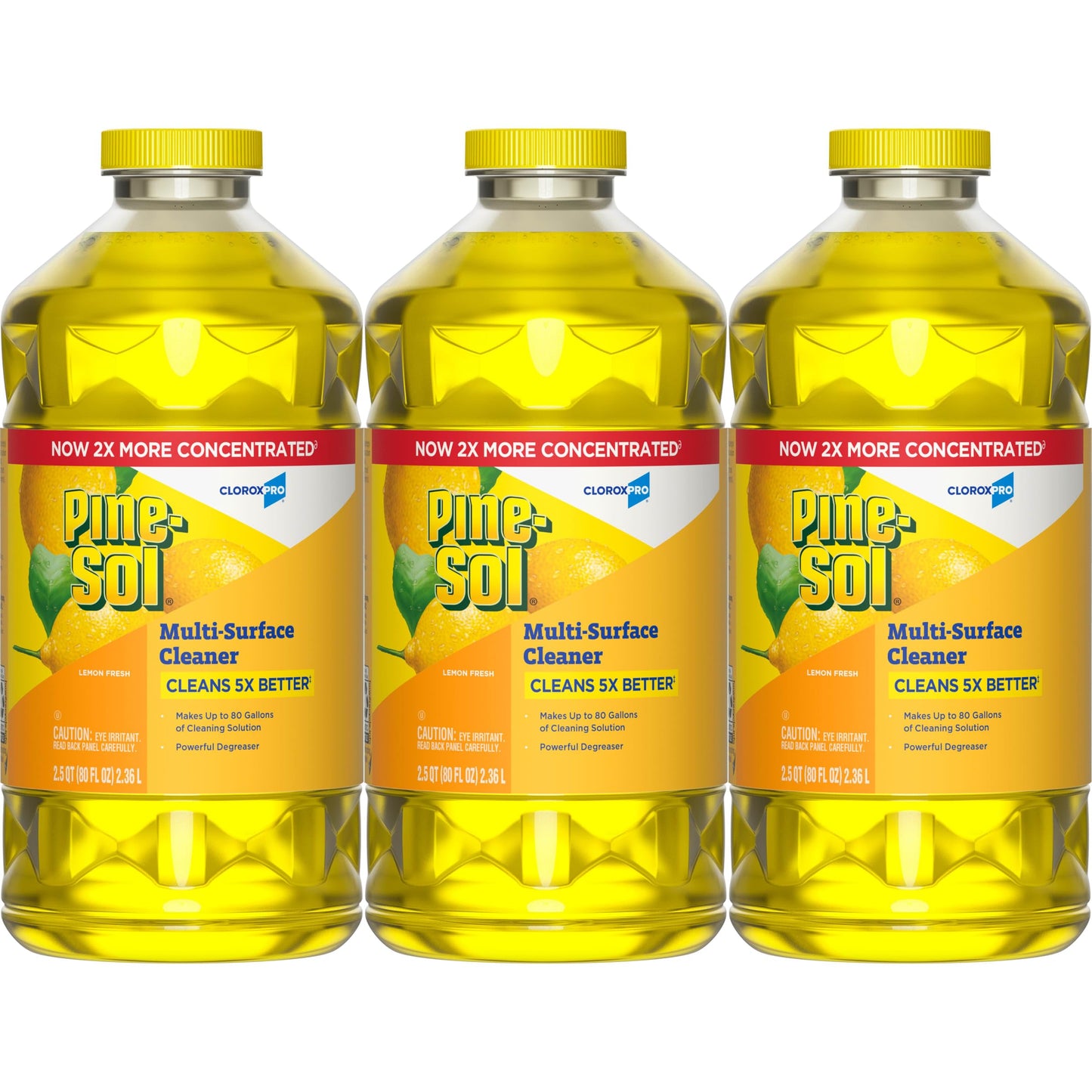 CloroxPro Pine-Sol Multi-Surface Cleaner, All Purpose Cleaner, Lemon Fresh, 80 Fluid Ounces, Pack of 3 (Package May Vary)