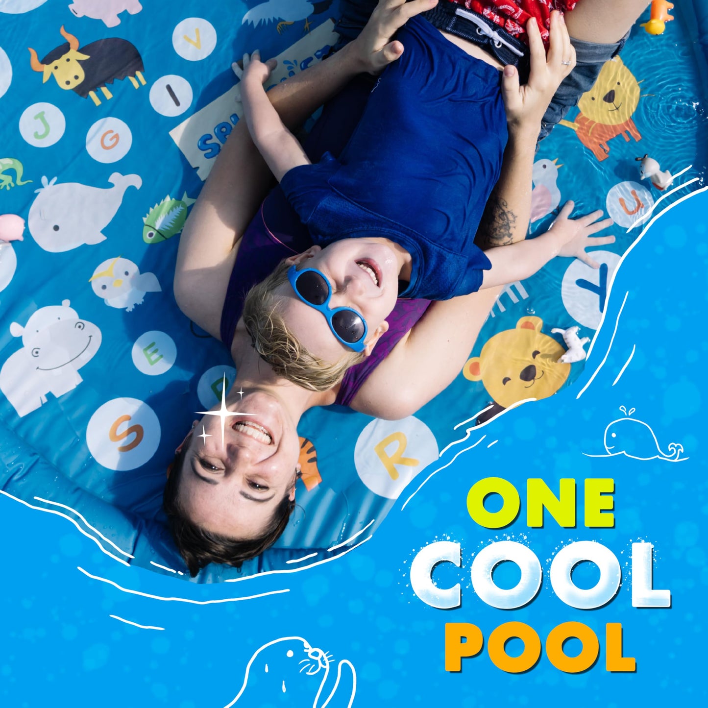 SplashEZ 3-in-1 Splash Pad, Sprinkler for Kids, and Wading Pool for Learning – Children’s Sprinkler Pool, 60’’ Inflatable Water Toys – “from A to Z” Outdoor Swimming Pool for Babies and Toddlers