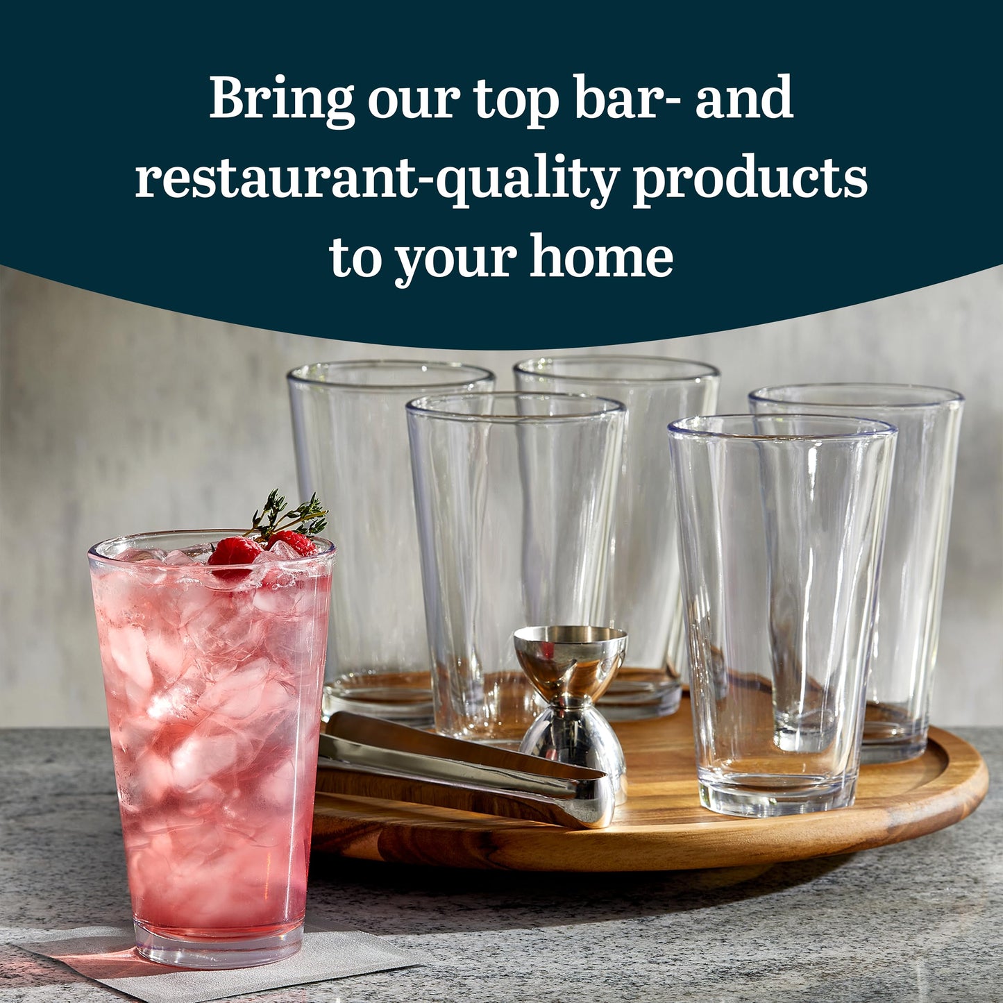 Libbey Bar Essentials Tumbler Glasses Set of 6, Modern Style 16 Oz Glass Set, Dishwasher Safe Tall Drinking Glasses Set for Wine, Beer, and Cocktail