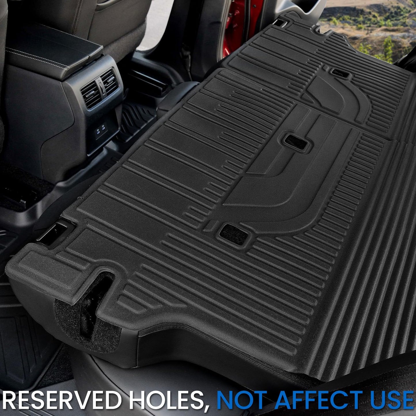 JOULARISE Cargo Mat Backrest Mats for Nissan Rogue 2021-2025 2026 (Not fit Sport), All Weather TPE Cargo Liner Trunk Mat Accessories (Cargo Mat with Backrest Mat)