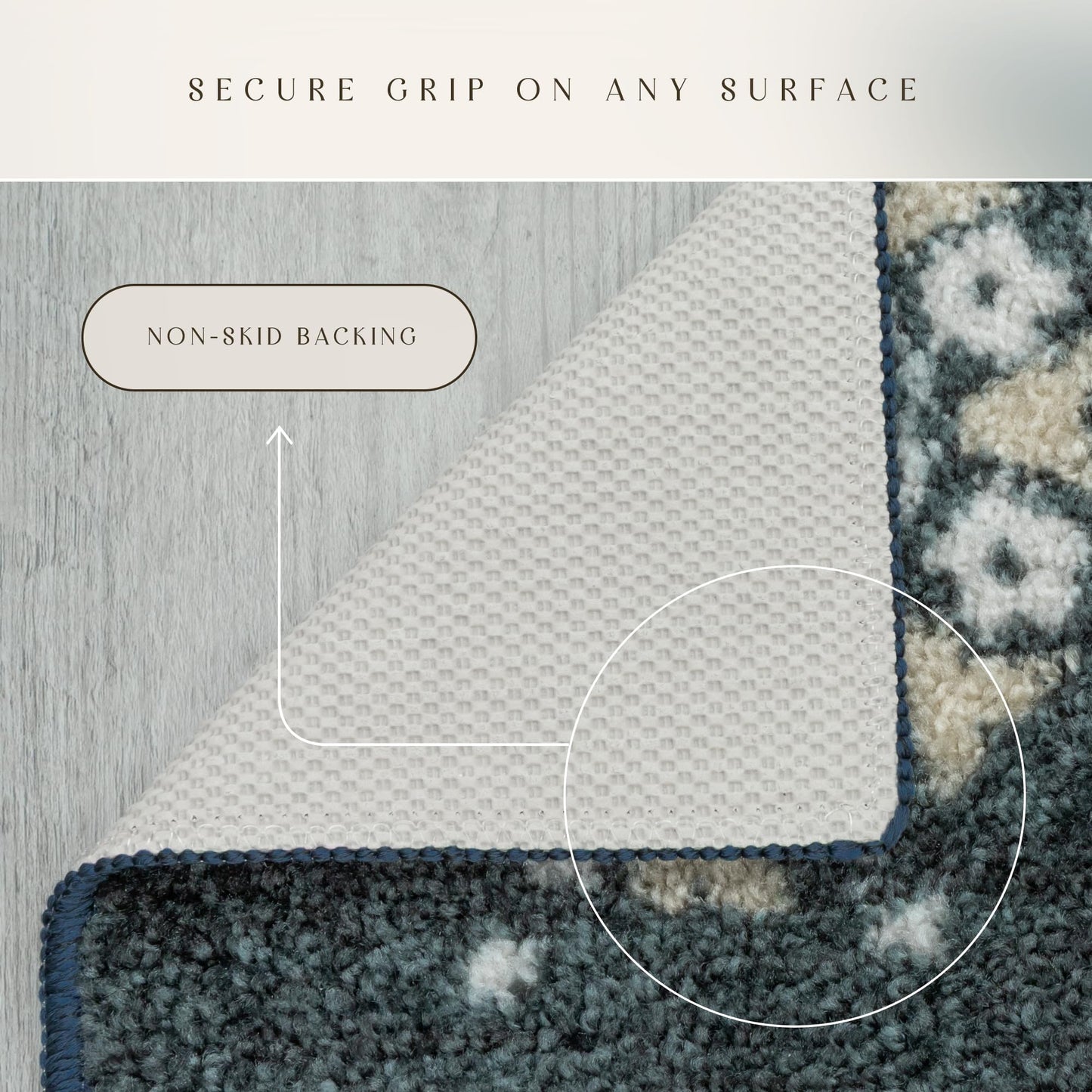 Maples Rugs Reggie Floral Area Rug - Made in USA - Washable, Non Slip, Pet-Friendly Mats for Living Room, Bedroom, and Office, 3'4" x 6', Persian Blue