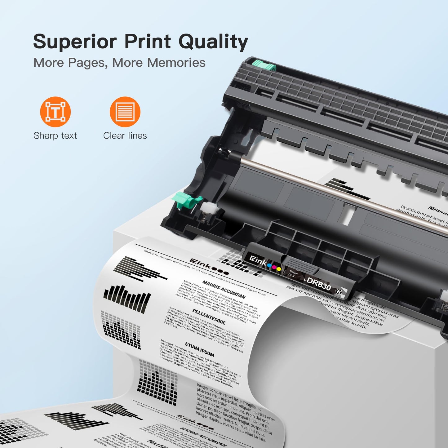 E-Z Ink Compatible Drum Unit (Not Toner) Replacement for Brother DR630 DR 630 to Compatible with DCP-L2520DW DCP-L2540DW HL-L2300D HL-L2305W HL-L2320D HL-L2340DW HL-L2380DW HL-L2680W (2 Pack)