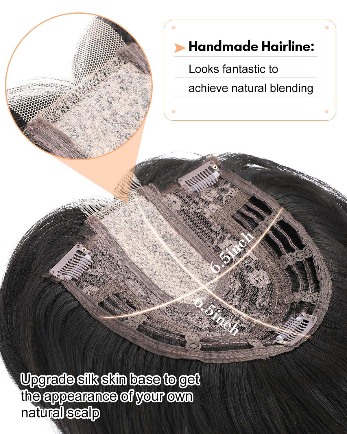 Hair Toppers for Women 20inch Wavy Hair Toppers for Women Toppers Hair Pieces for Women with Thinning Hair Ombre Highlight Synthetic Wig Clip In Hair Topper Wiglets with Fringe Bang Add Hair Volume