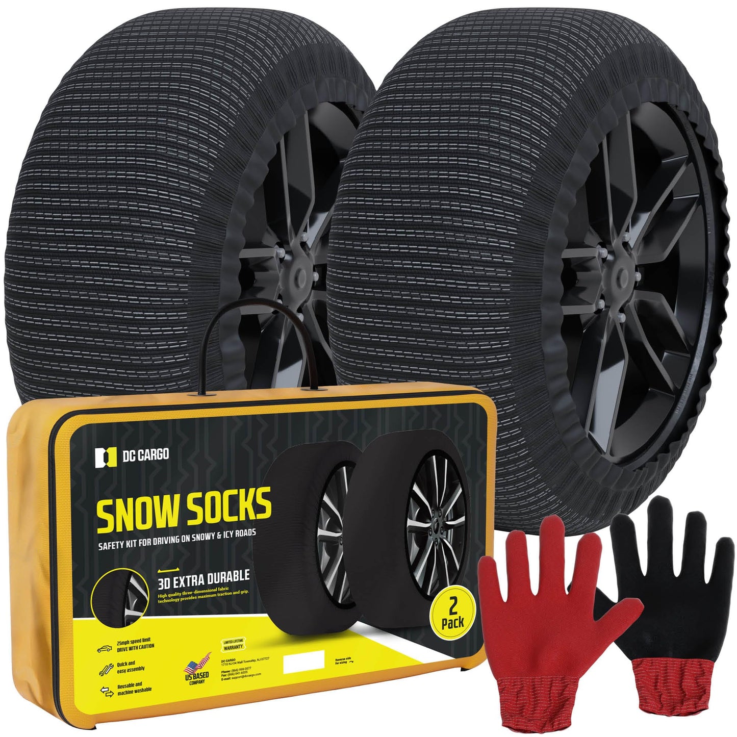 Snow Socks for Tires - Great Alternative to Tire Chains for Cars, 3D Fabric for Maximum Tire Traction & Grip, Fits SUVs, Most Subaru Models, Minivans, Pickups & Sedans (Set of 2) - Medium