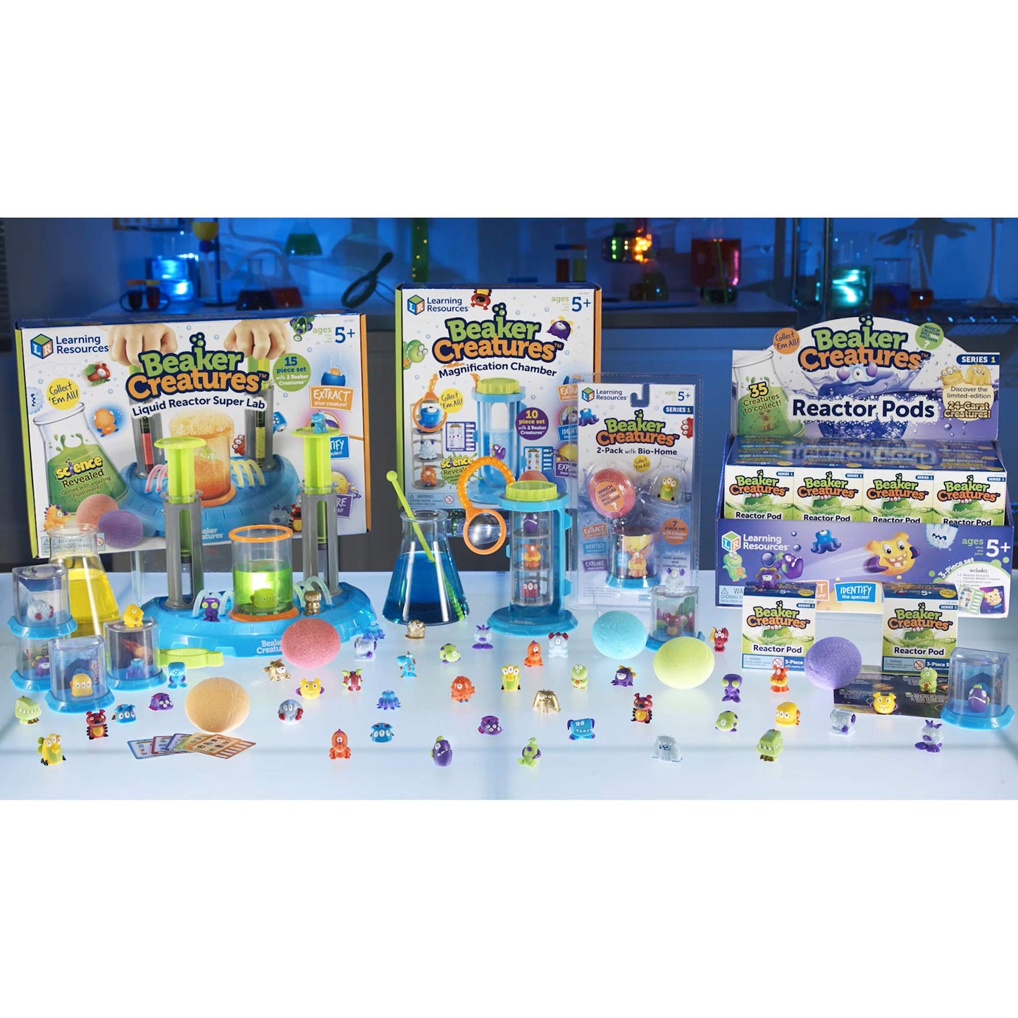 Learning Resources Beaker Creatures Reactor Pods,Series 1, STEM Certified Science Toy, Fun Experiments for Kids, 6 Pack, Ages 5+, Multicolor, LER3824