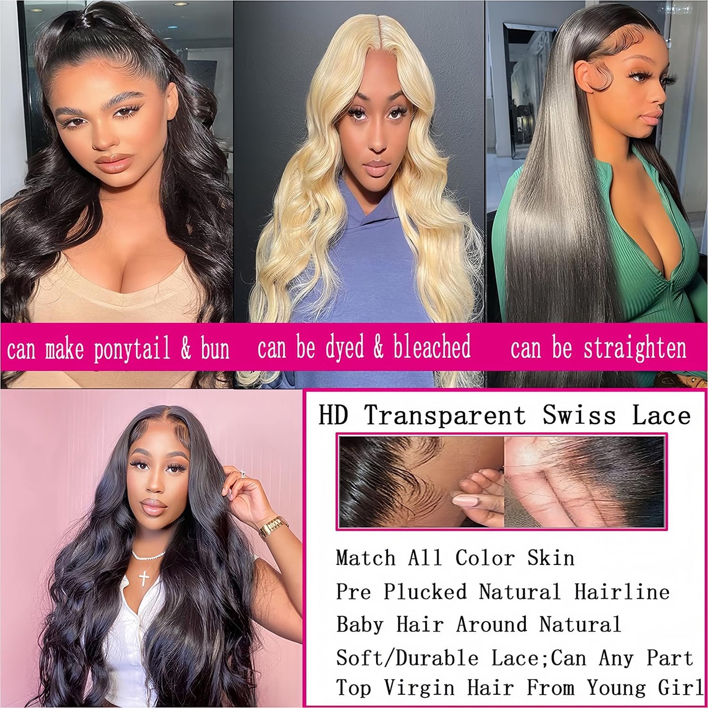 Smilulu Body Wave Lace Front Wigs Human Hair Pre Plucked 13x4 Hd Lace Front Wigs Human Hair 180% Density Body Wave Lace Frontal Wigs Glueless Human Hair Lace Front Wigs For Black Women 22Inch