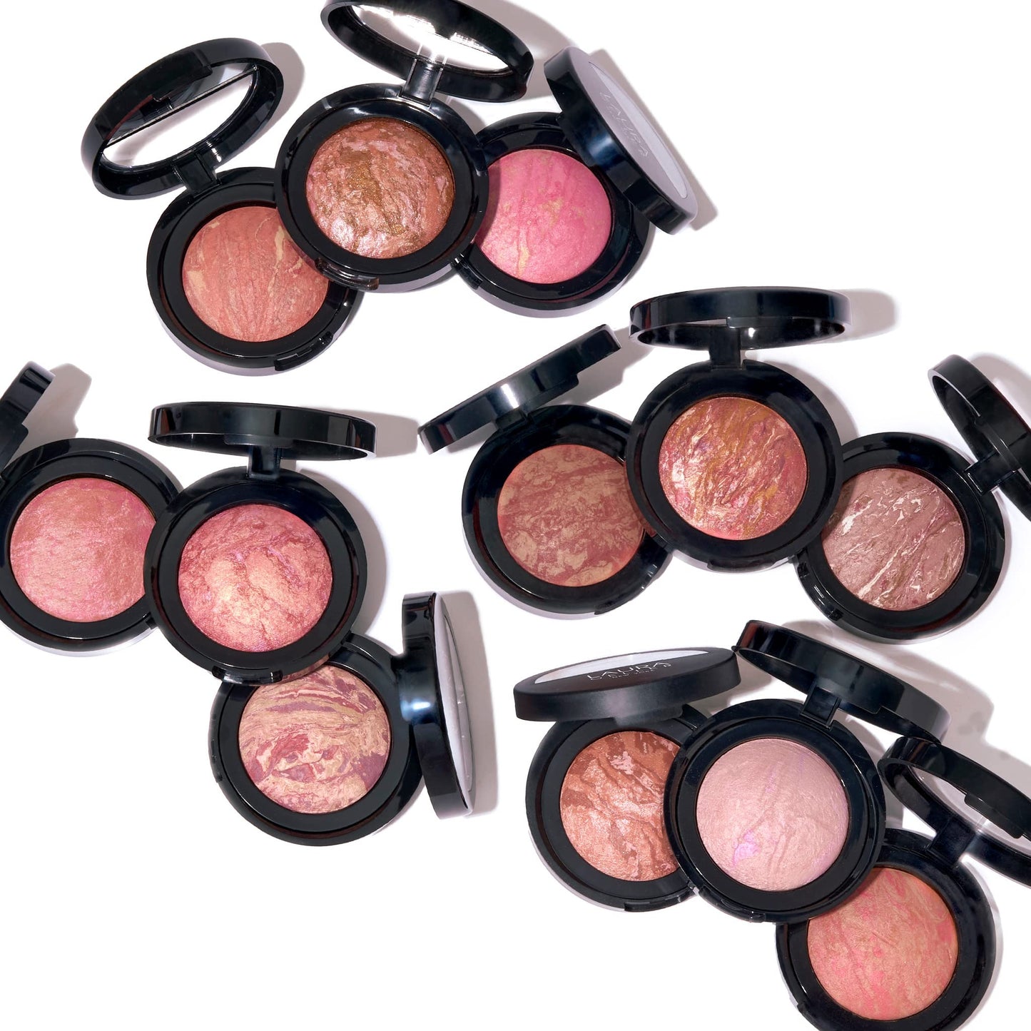 LAURA GELLER NEW YORK Baked Blush-n-Brighten Marbleized Blush + Angled Blush Brush (02 Pink Buttercream, 47mm)