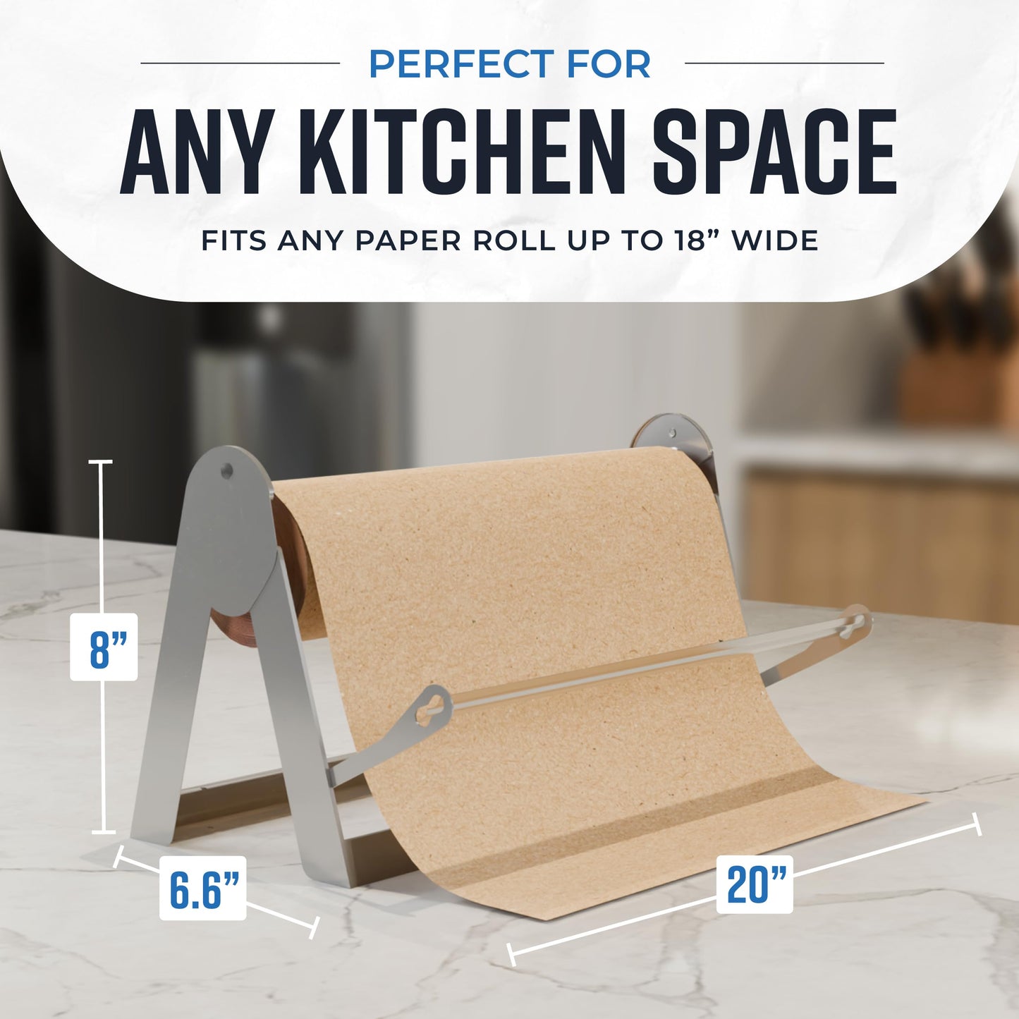 Bryco Goods - 18 Inches All Paper Roll Dispenser and Cutter Made of Heavy-Duty Steel Frame & Sharp Blade. Holds, Dispenses & Cuts. Wall Mountable & Non-Slip Tabletop. Ideal Butcher Paper Dispenser