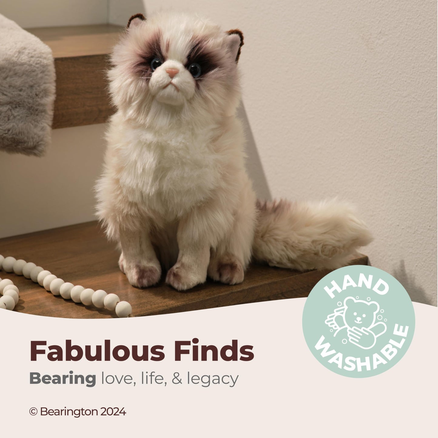 Bearington Collection Tasha Himalayan Realistic Cat Stuffed Animal - 10.5 in Soft Fur - Kitten Plush Toy for Kids