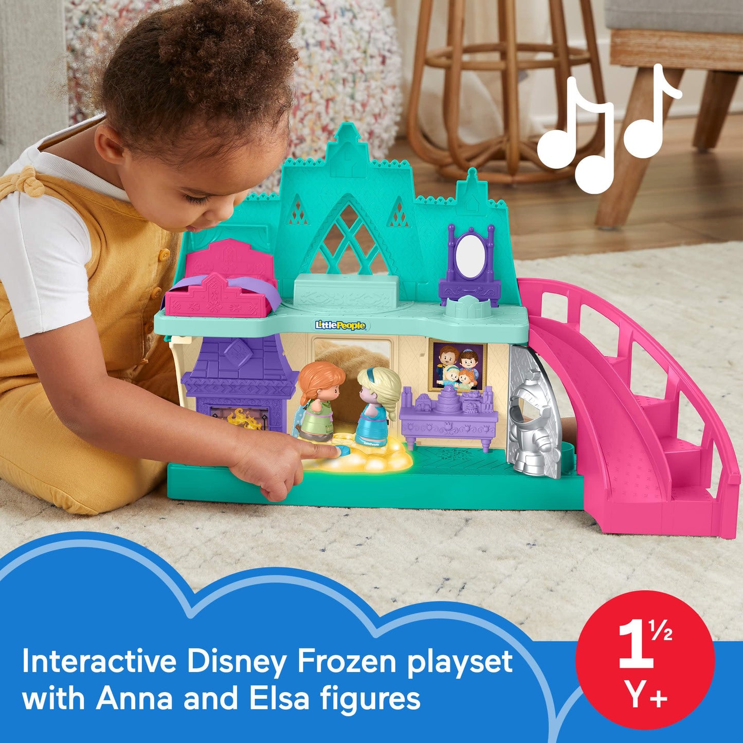 Fisher-Price Disney Frozen Arendelle Castle Playset with Lights & Sounds by Fisher-Price Little People, 2 character figures, toddler toys