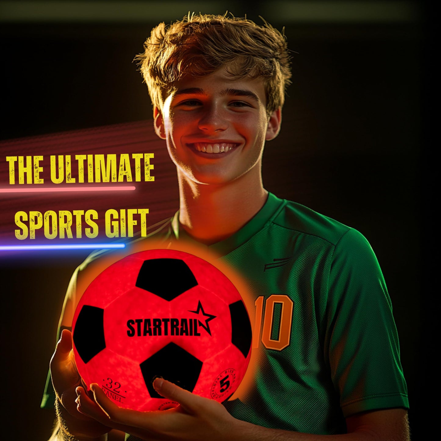 Light Up Soccer Ball, Glow in the Dark Ball NO 5, Soccer Gifts for Boys 8-12, 12-14 Year Old, Kids & Teens Gift Ideas, Sports Toys for Boy & Girl Ages 8 9 10 11 12 13 14 15, Glowing Outdoor Activity