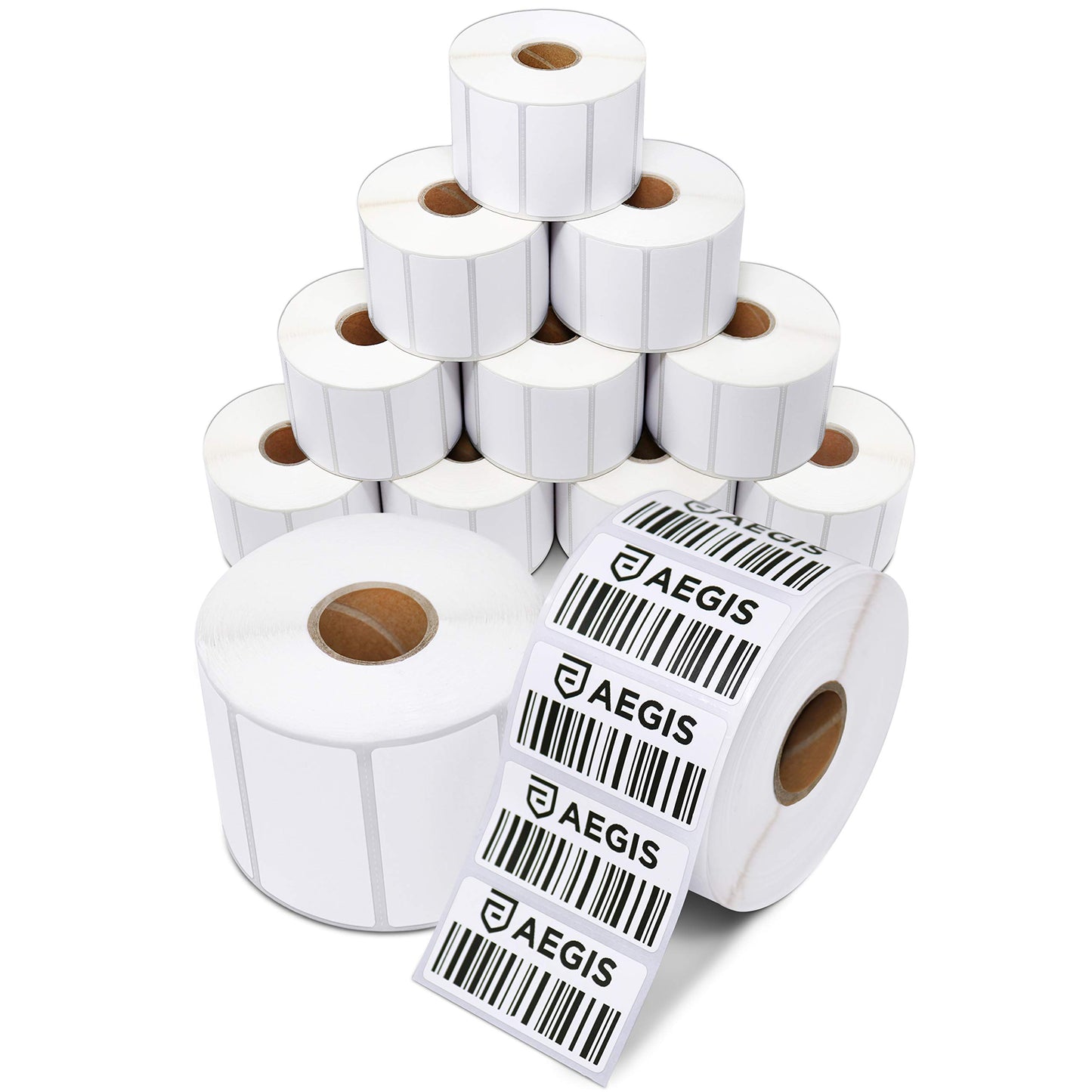 Aegis Adhesives - 2x1 inch Direct Thermal Labels, UPC Barcodes & Address Label Stickers, Perforated, Compatible with Rollo, Zebra, and Other Desktop Label Printers (12 Rolls, 1300 Labels/Roll)