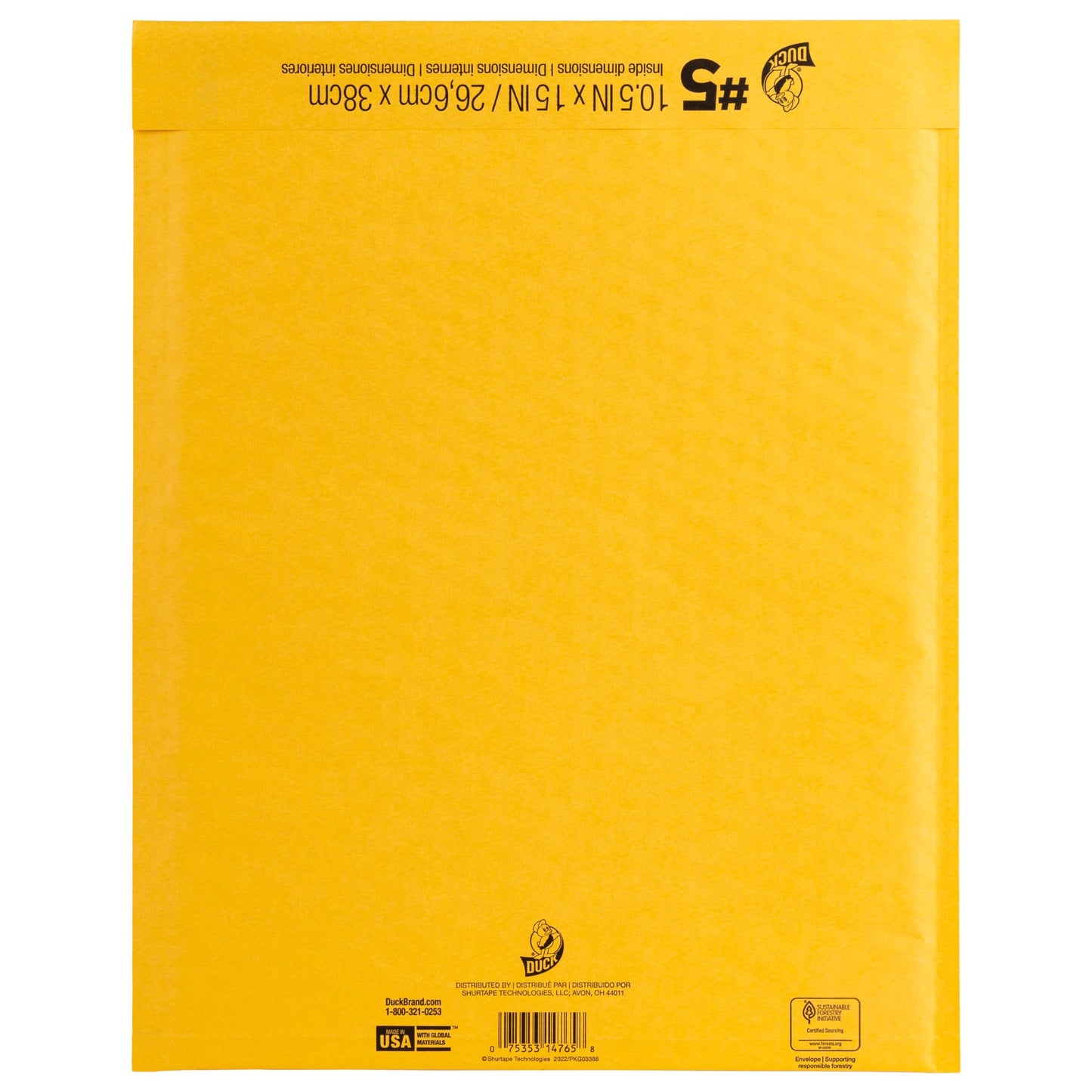 Duck Brand #5 Kraft Bubble Mailer, Manila, 10.5 inch x 15 inch, 25 Pack