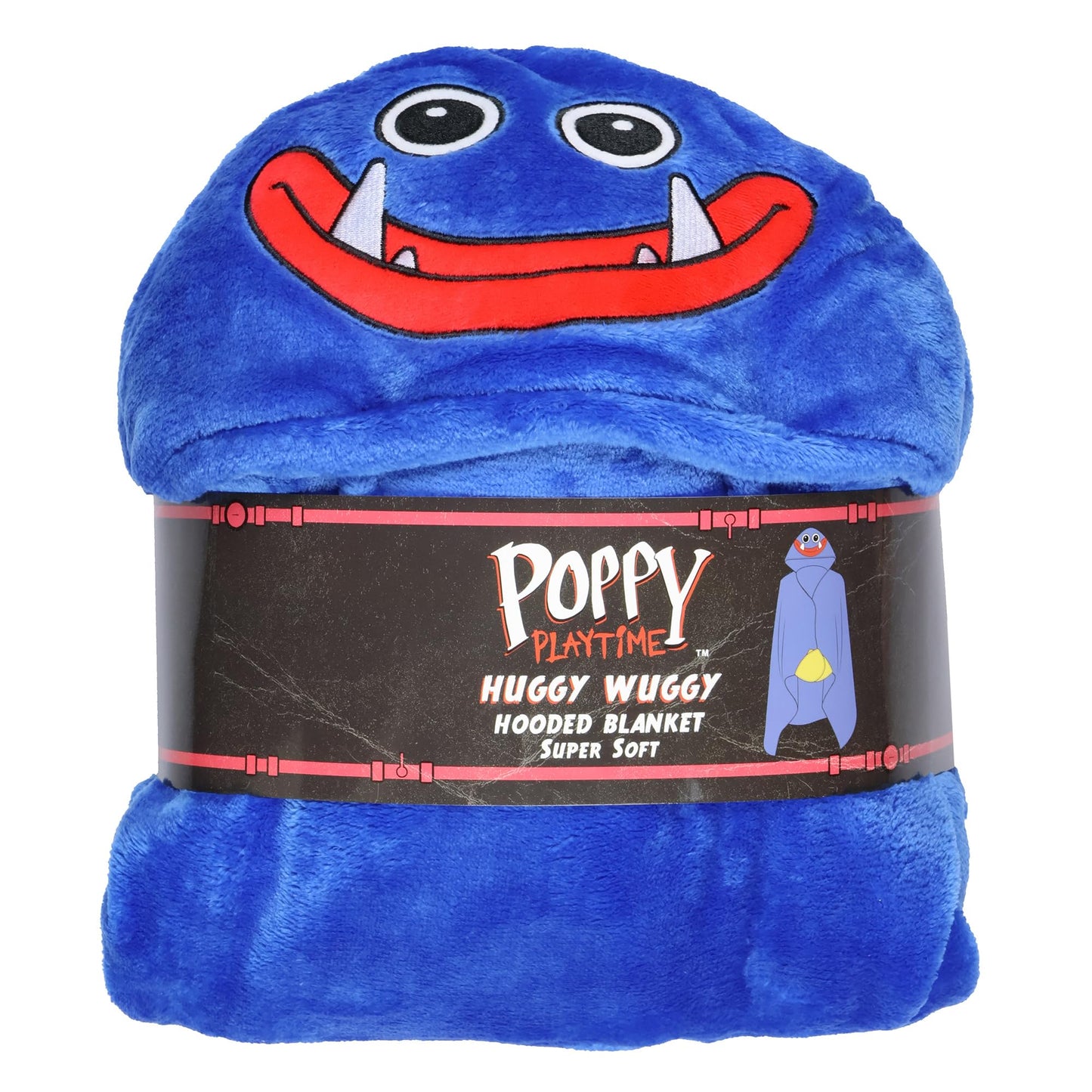 Poppy Playtime Huggy Wuggy Plush Super Soft Game Hooded Blanket Throw with Embroidered Face 50" x 60"