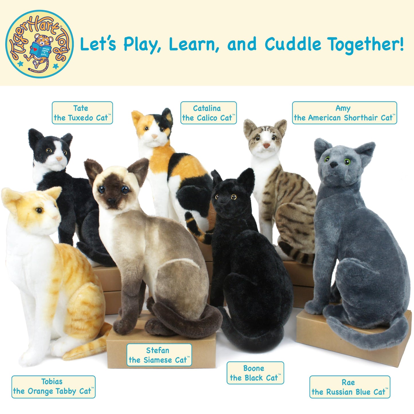 Stefan The Siamese Cat - 14 Inch Stuffed Animal Plush - by TigerHart Toys