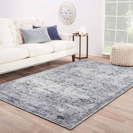 Domitapis Area Rug 5×7, Vintage Boho Rug,Ultra-Soft Low Pile, Washable, Non Slip,Stain Resistant Printed Carpet for Living Room Bedrooms Playroom Office Kitchen, Classic Grey.