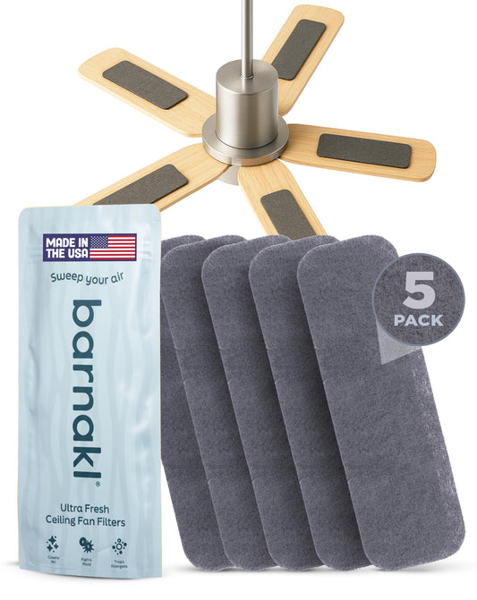 Barnakl Ultra Fresh Ceiling Fan Filters | Made with Zeolite and Coconut Shell Carbon to Trap Odors and Airborne Contaminants | Odorless, Fits All Ceiling Fans (5-Pack)