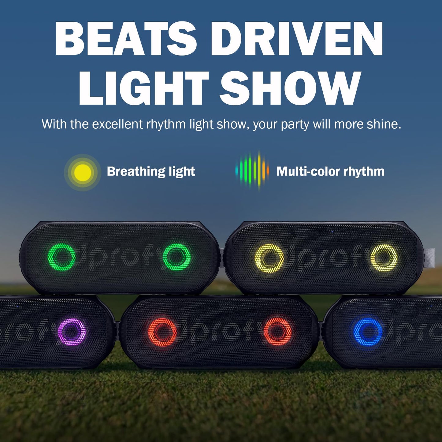 Dprofy New Play 2 Rounds of Golf, Magnetic Bluetooth Golf Speaker Golf Cart Speaker, Stereo Sound Portable Pro Wireless Waterproof Speaker with Rich Bass, Golf Accessories Golf Gifts (with Light)
