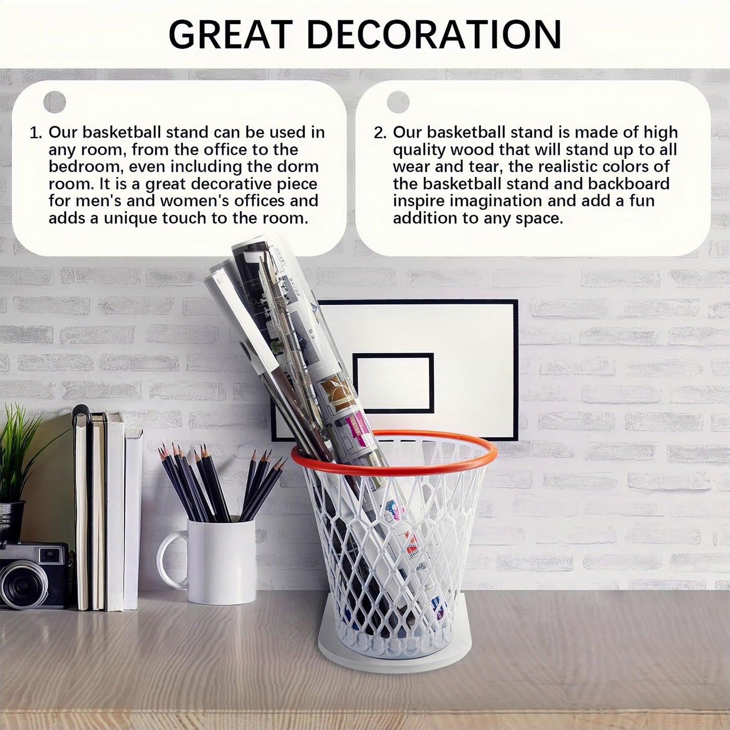 Basketball Hoop Wastebasket Set (Including 1pc Basketball Trash Can)Basketball Trash Can for Boys Room Decor- Christmas Gift for Boys-Garbage Can for Basketball Party and Basketball Gift,Easter basket