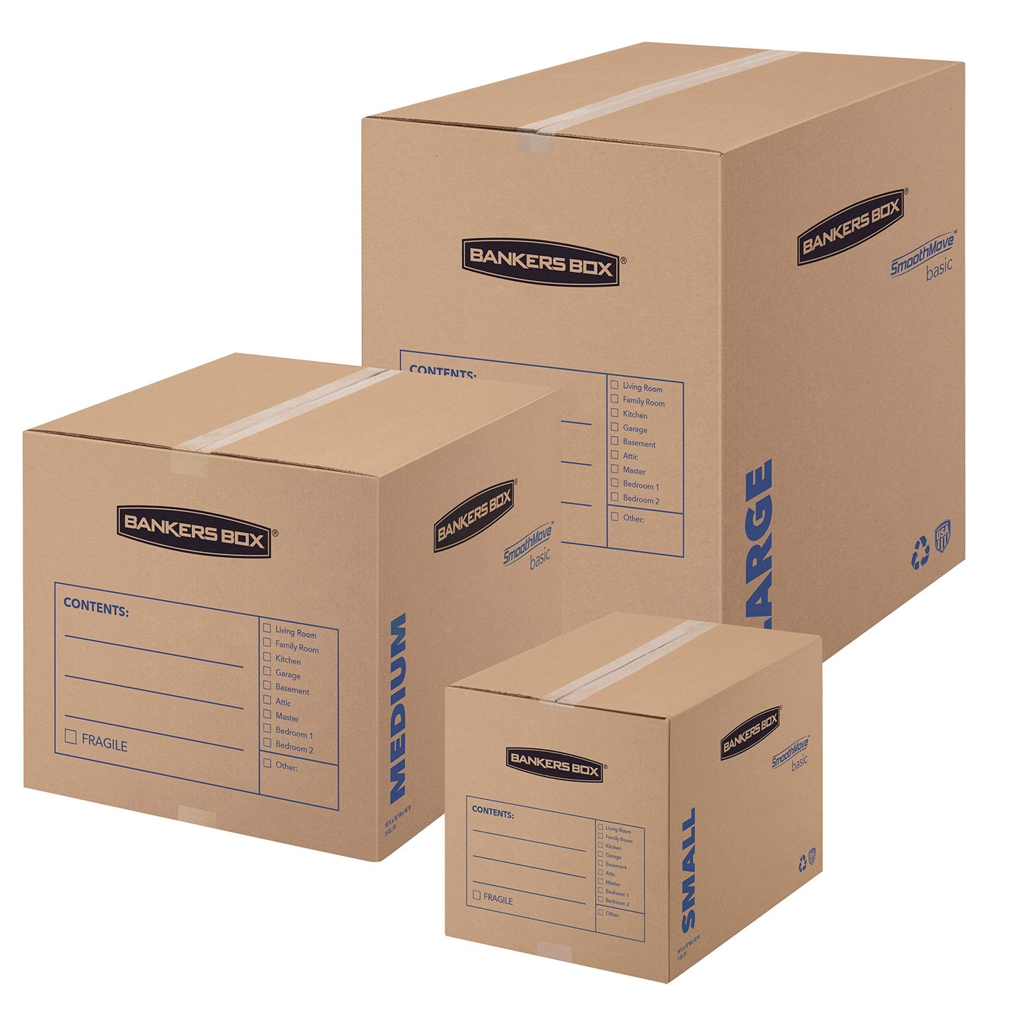 Bankers Box Small Moving Box 15 Pack, Pre-Printed for Labeling, 16.5-in x 12.25-in x 12.675-in (7713802)