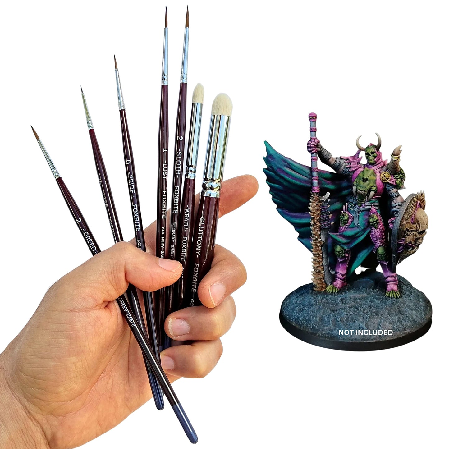 FOXBITE Kolinsky Sable Set Brushes for Miniature Painting Modeling Pieces Fine Detail Paint Brush Miniature Painting Kit Mini Paints Acrylic for Warhammer